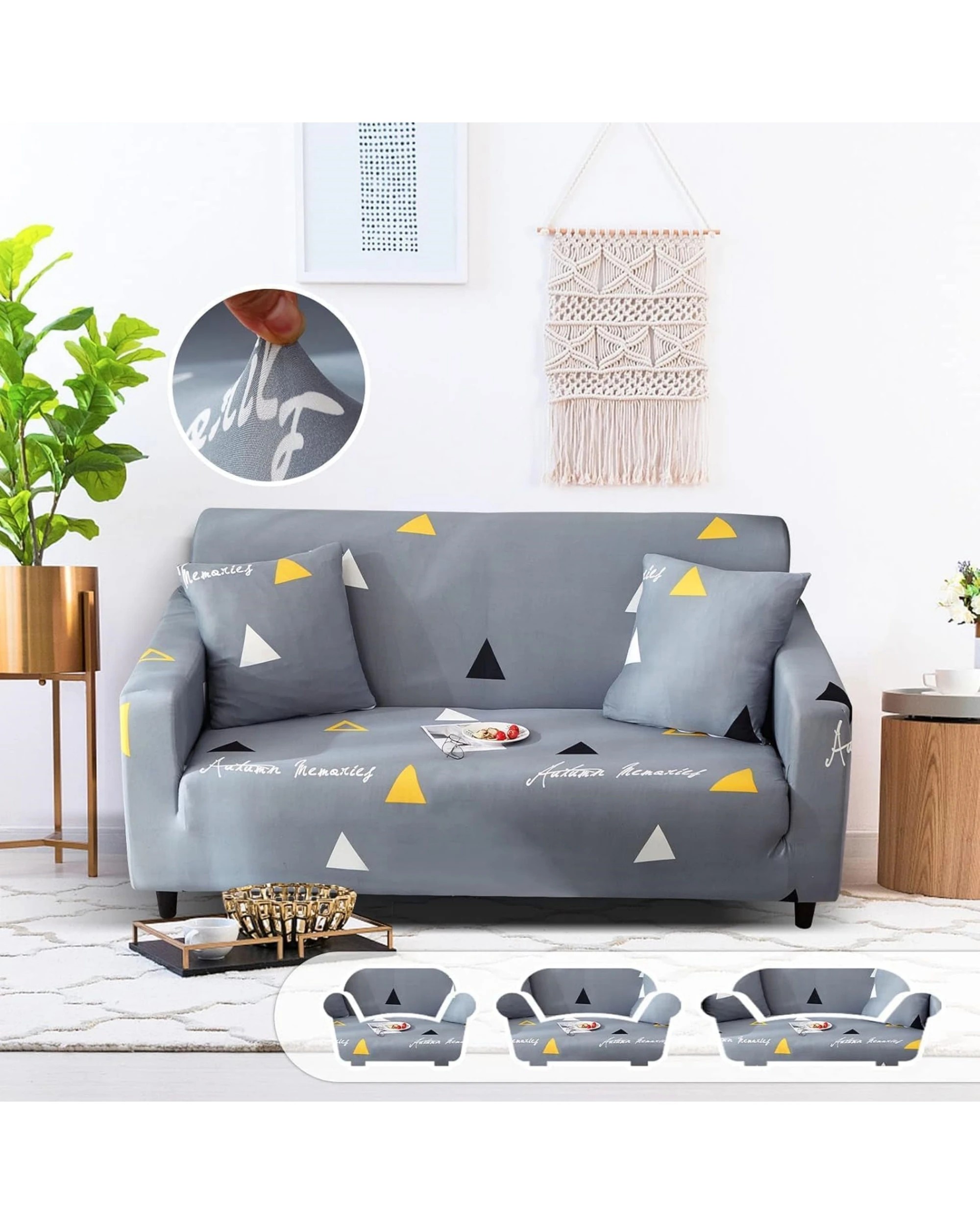 3 Advwin 1-seat Sofa Cover for Couch Lounge Recliner - Grey, 3 of 3