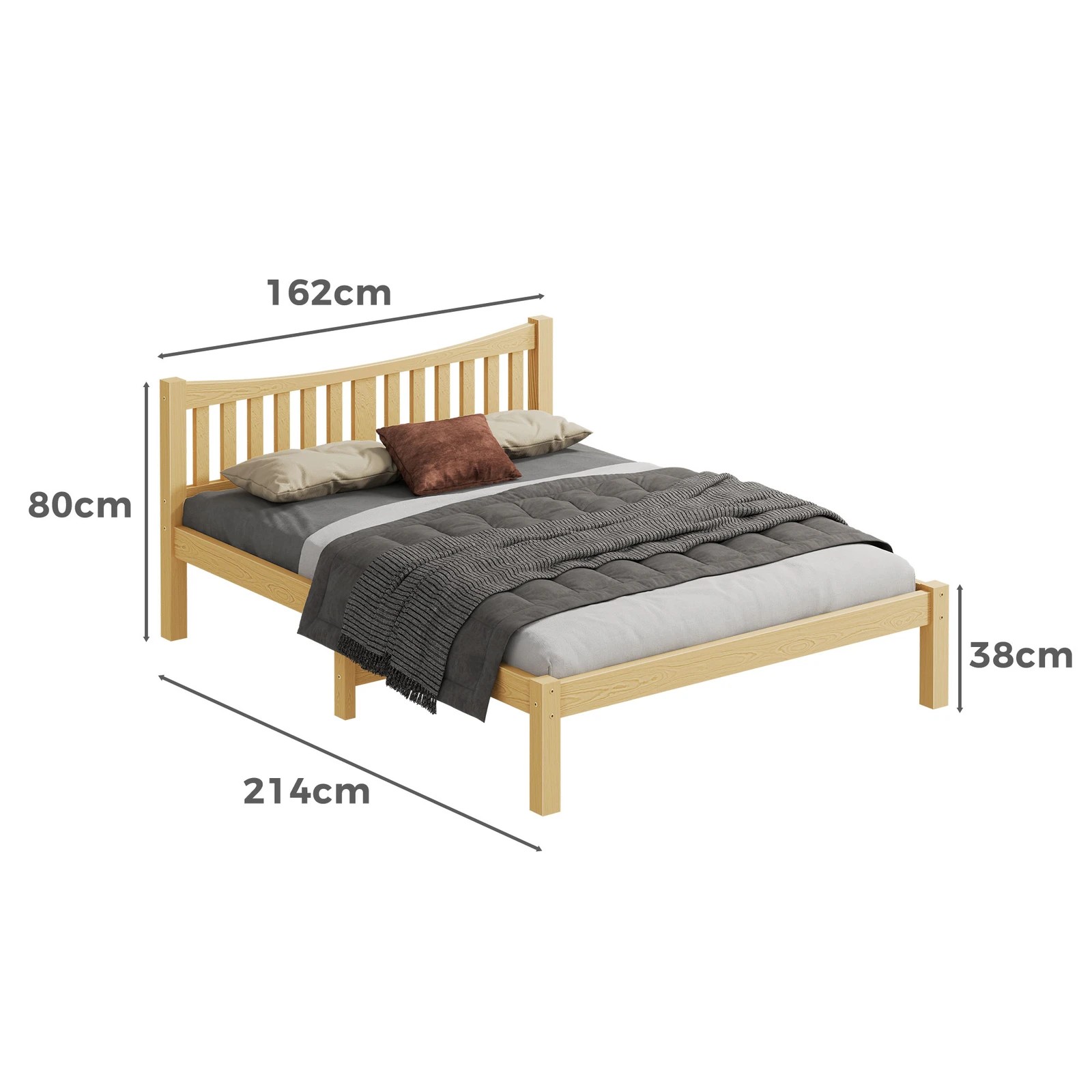 7 Alfordson Bed Frame Wooden Queen Size Solid Pine Timber Base Cambrie - Natural, 7 of 10