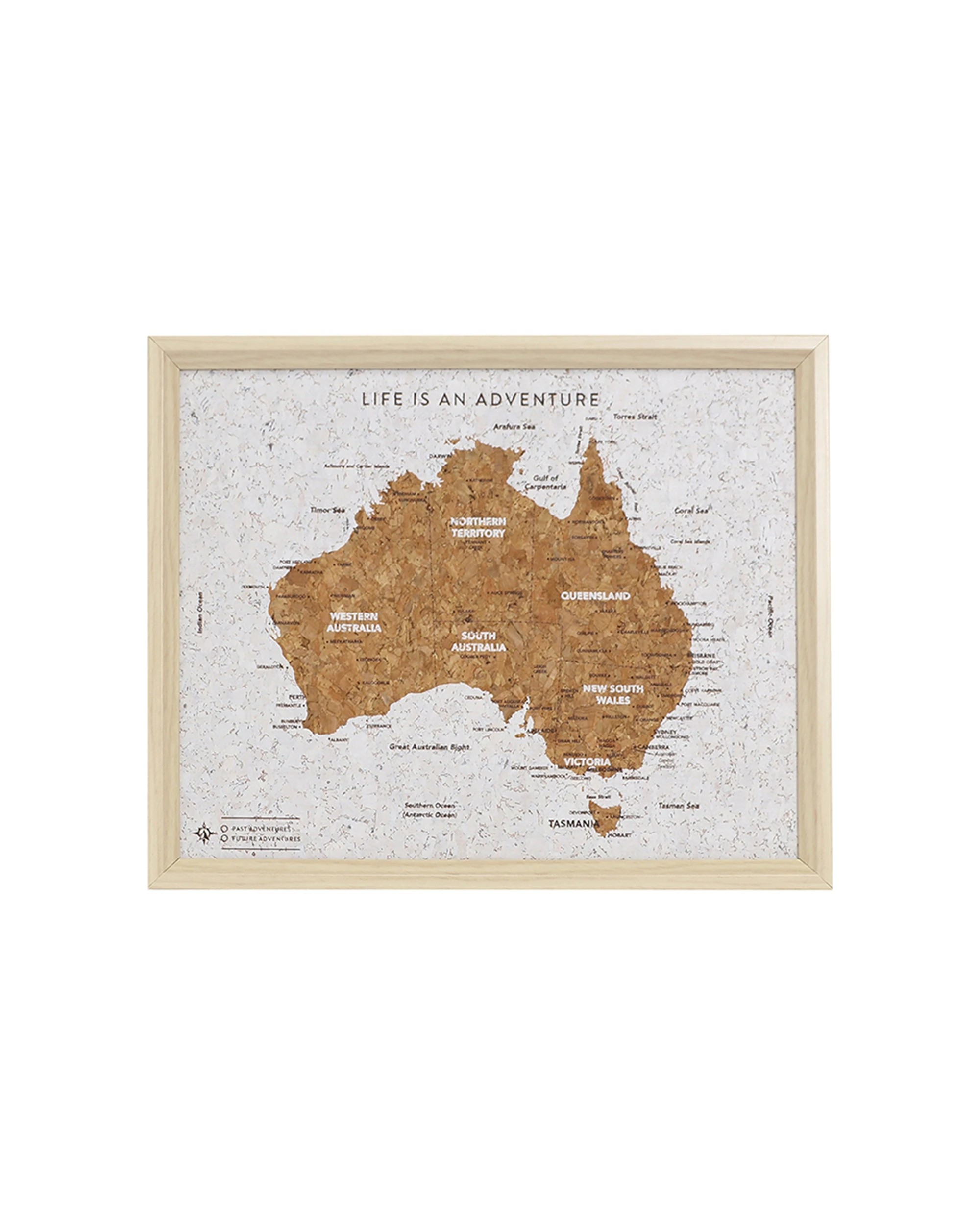2 Splosh Travel Cork Board Australia Map Framed Canvas Wall Decor With Pins & Stand 27x22cm - Multi, 2 of 4