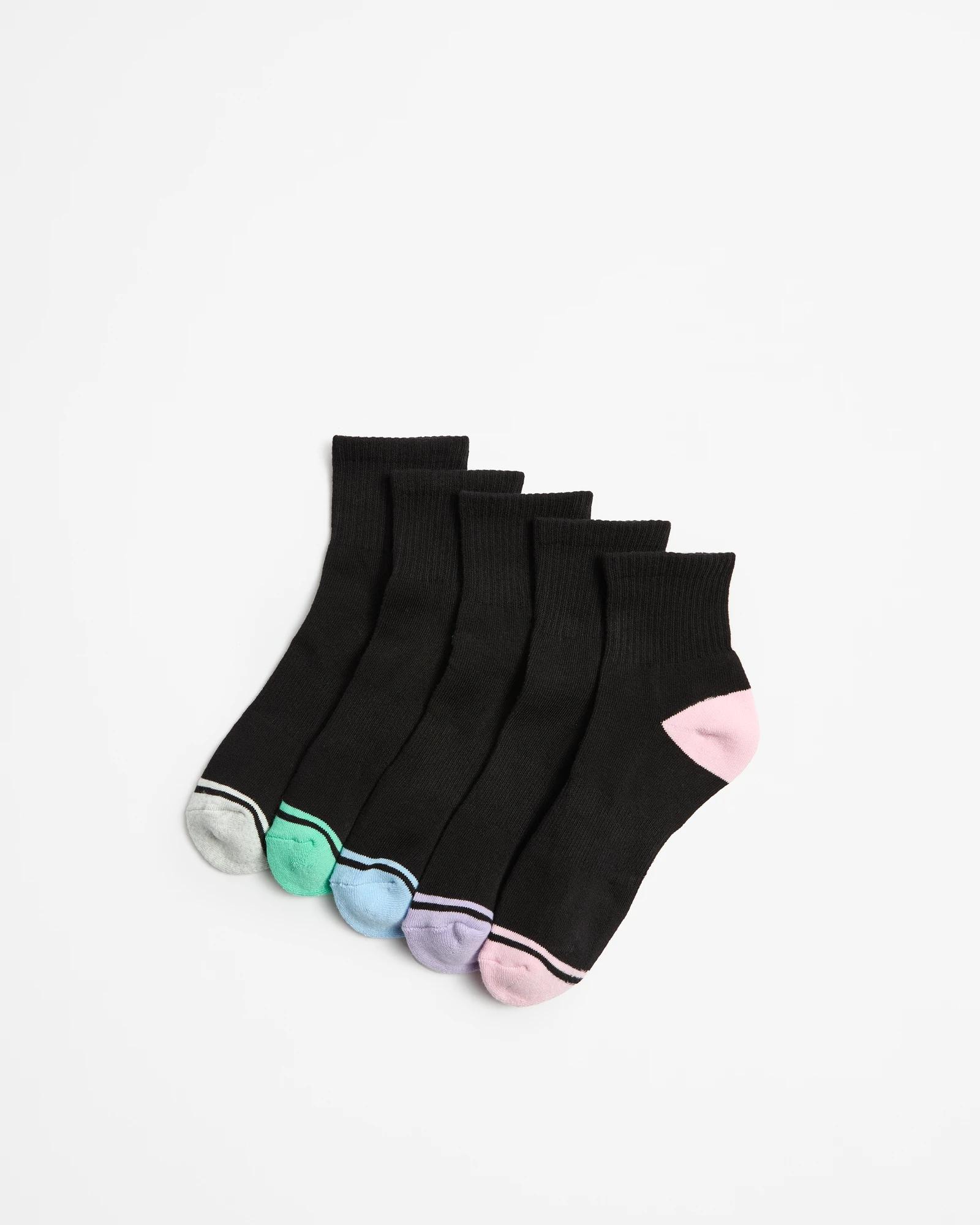 1 Target Active Australian Cotton Blend 5 Pack Quarter Crew Socks BLACK, 1 of 3