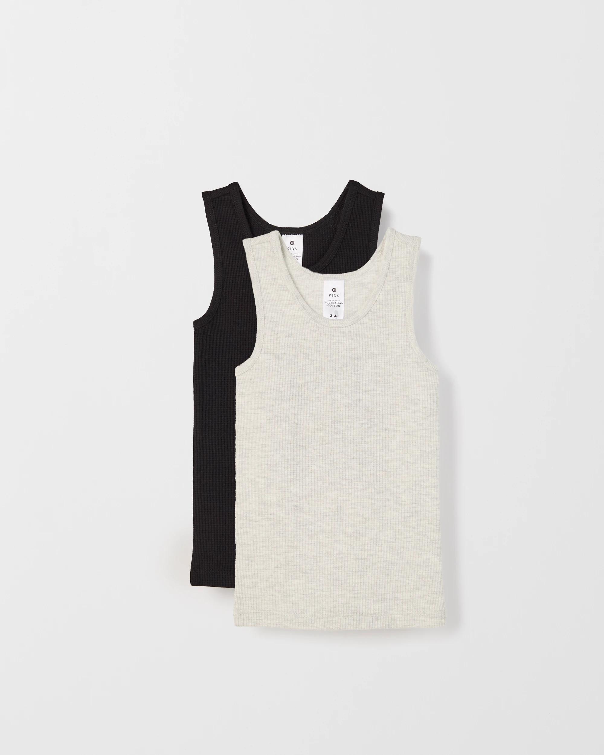 1 Maxx Australian Cotton Blend 2 Pack Kids Waffle Thermal Vest NEUTRALS, 1 of 4