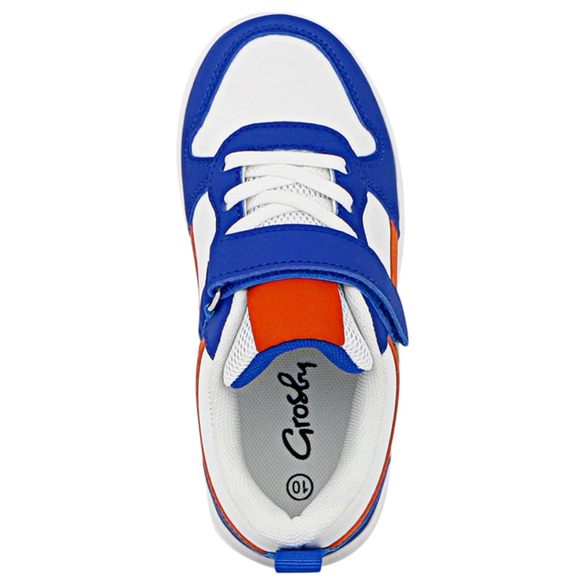 4 Grosby Kids Hoop B Blue/ White/ Orange Sneakers Velcro Shoes BLUE/WHITE/ORANGE, 4 of 4