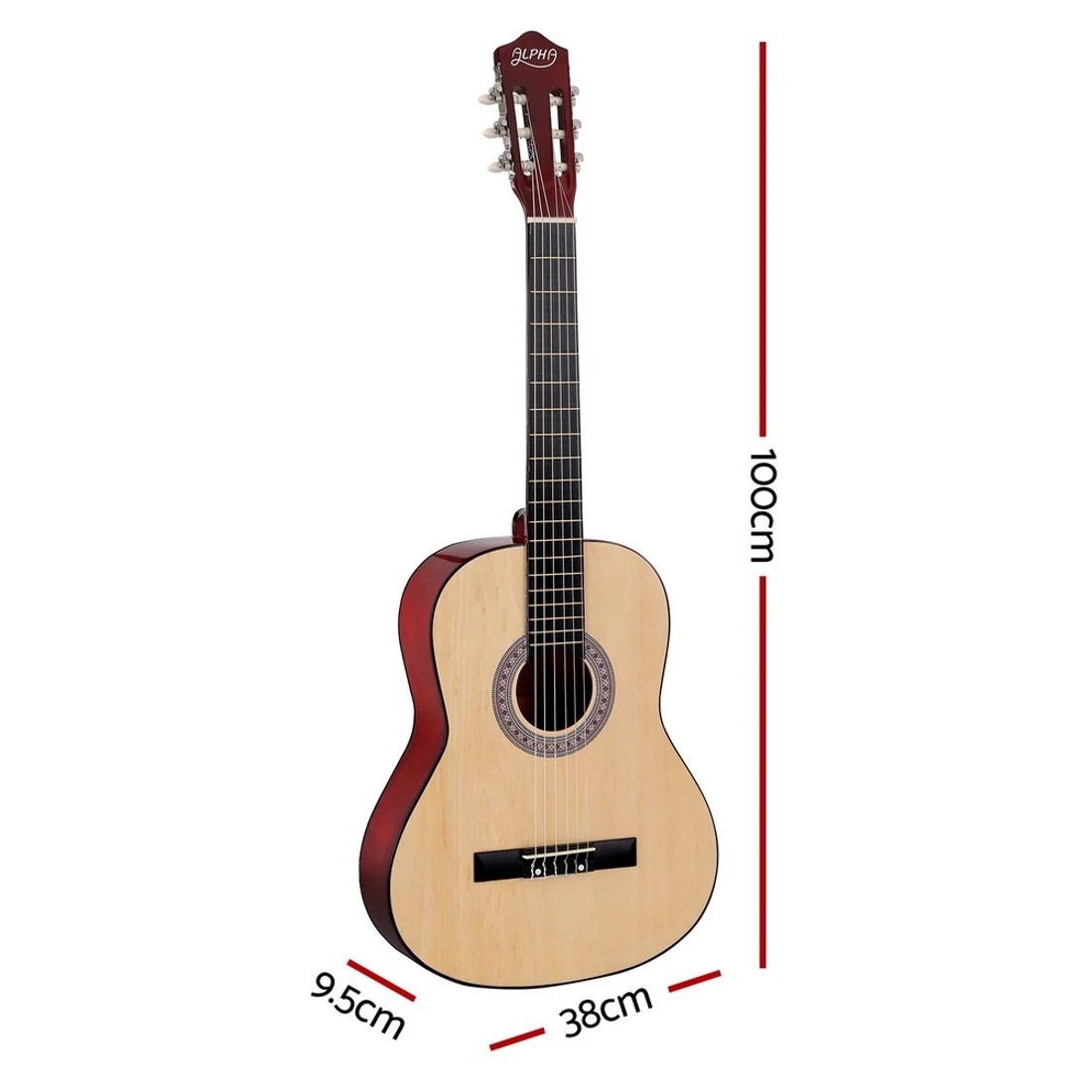 2 Alpha 39 Inch Classical Guitar Wooden Body Nylon String Beginner Gift - Natural, 2 of 7