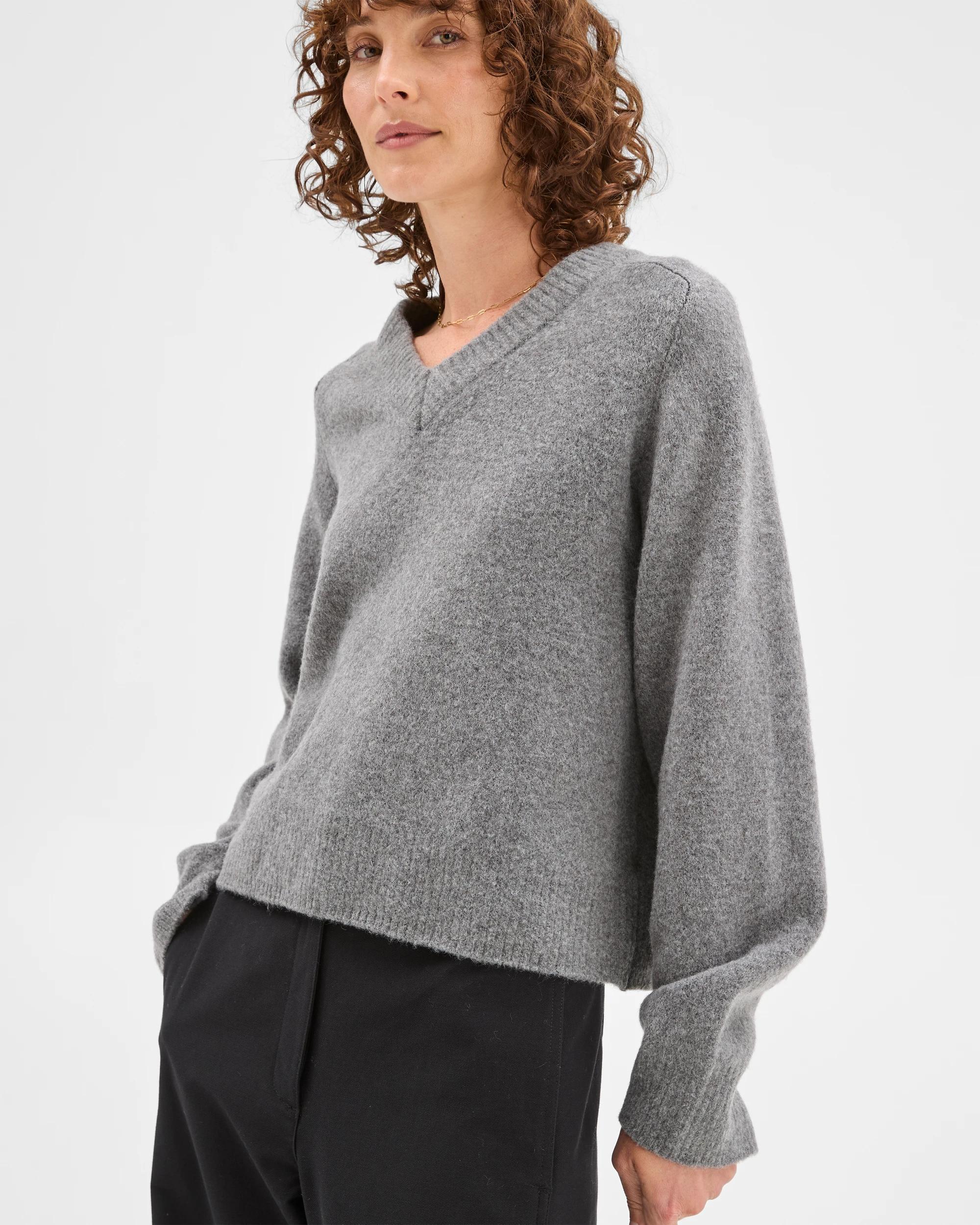 3 Target Woman Super Soft High V-Neck Jumper DARK GREY MARLE, 3 of 6