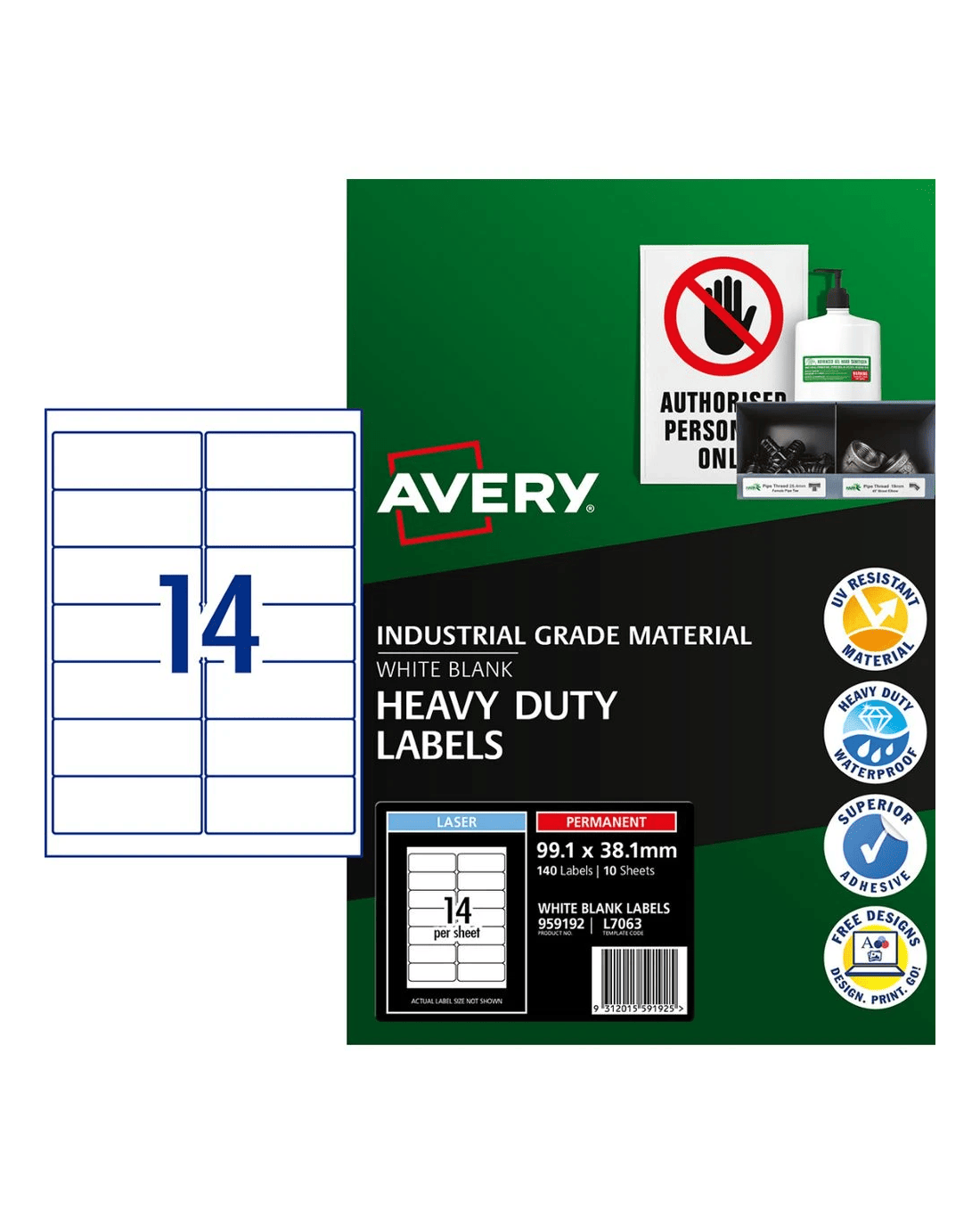 Avery Heavy Duty Labels 14UP White 10 Pack - Kmart
