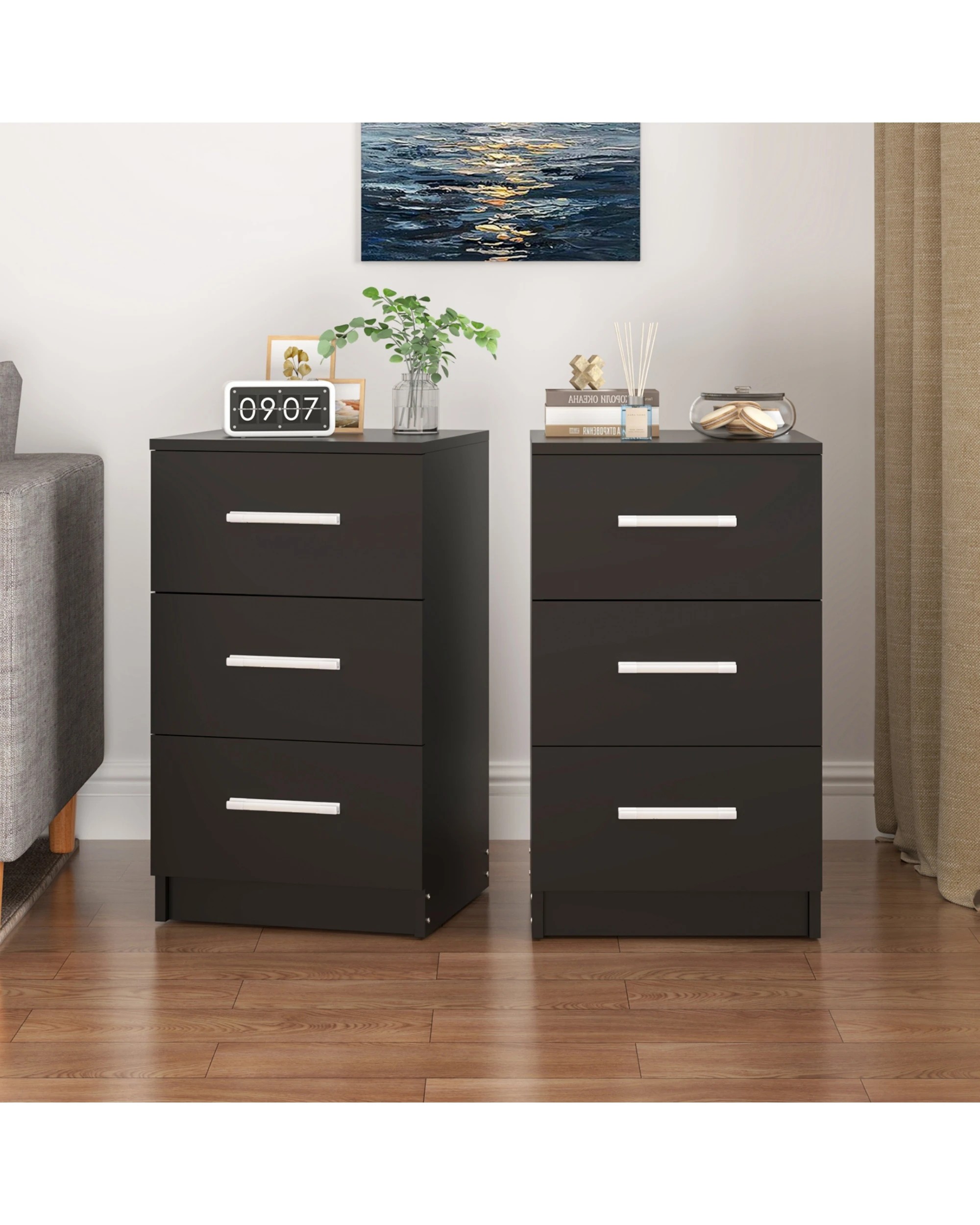 2 Advwin Bedside Table 66cm Set Of 2
 - Black, 2 of 8