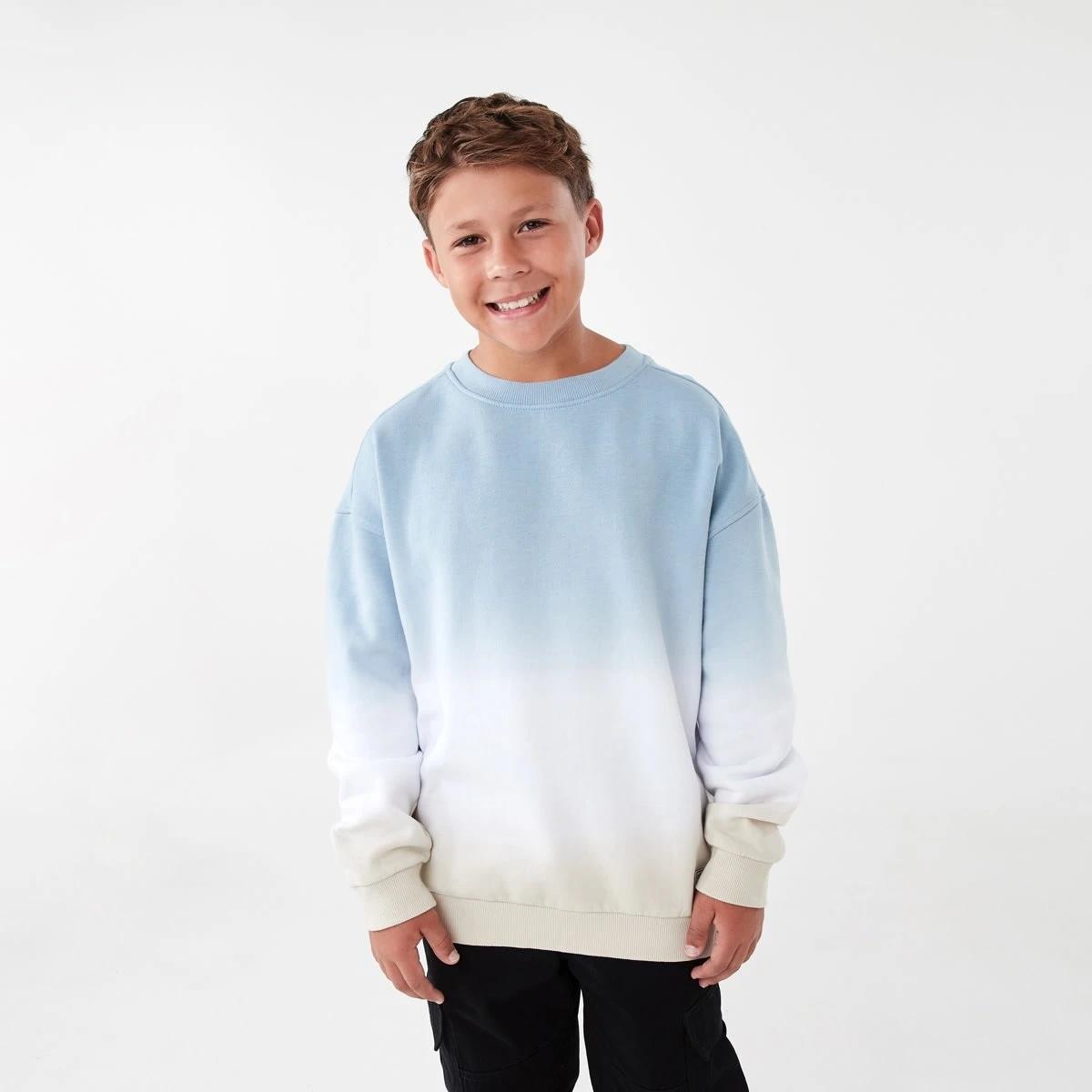 1 Oversized Washed Crew Neck Sweatshirt Faded Blue, 1 of 6