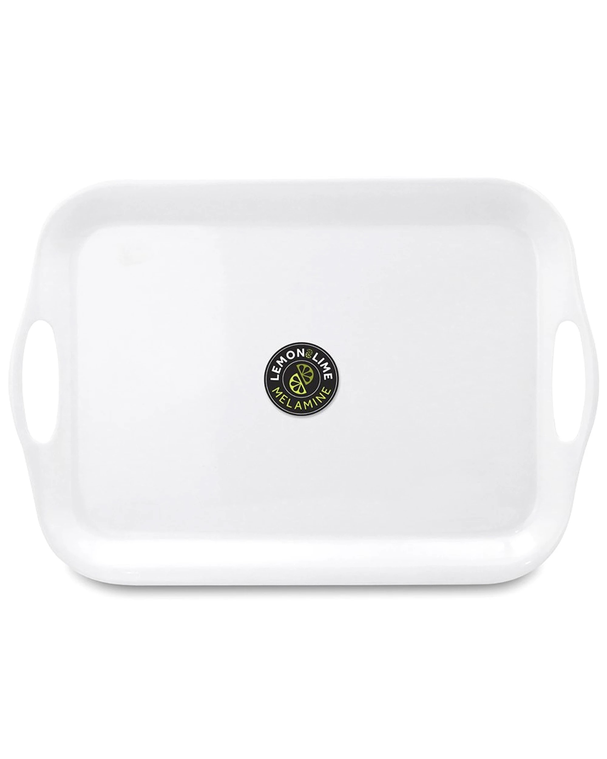 1 Lemon Lime White Rectangular Melamine Platter with Handles 41cm x 28.5cm, 1 of 1