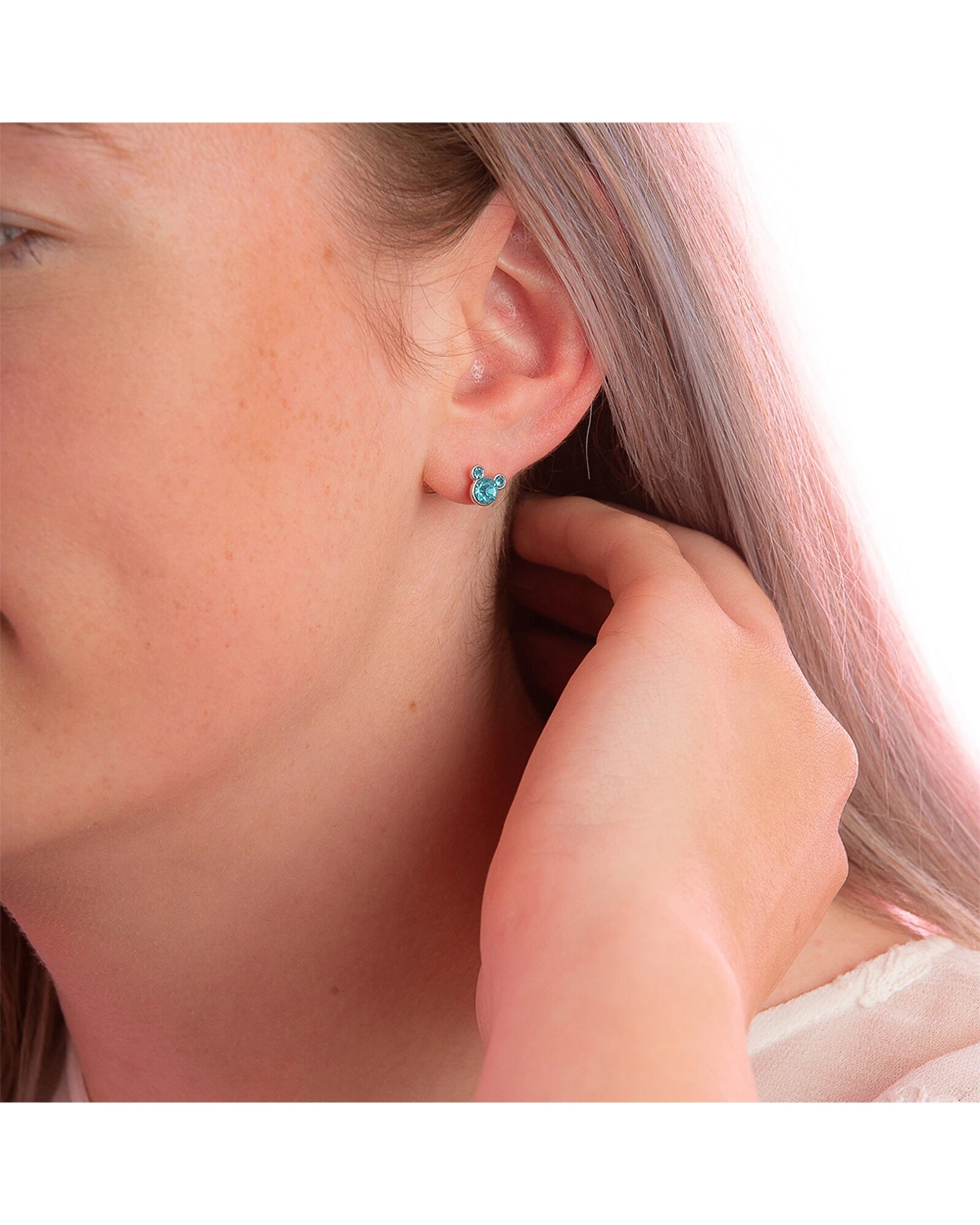 3 Couture Kingdom Disney Mickey Mouse Birthstone 12mm Stud Earrings September - Blue, 3 of 3