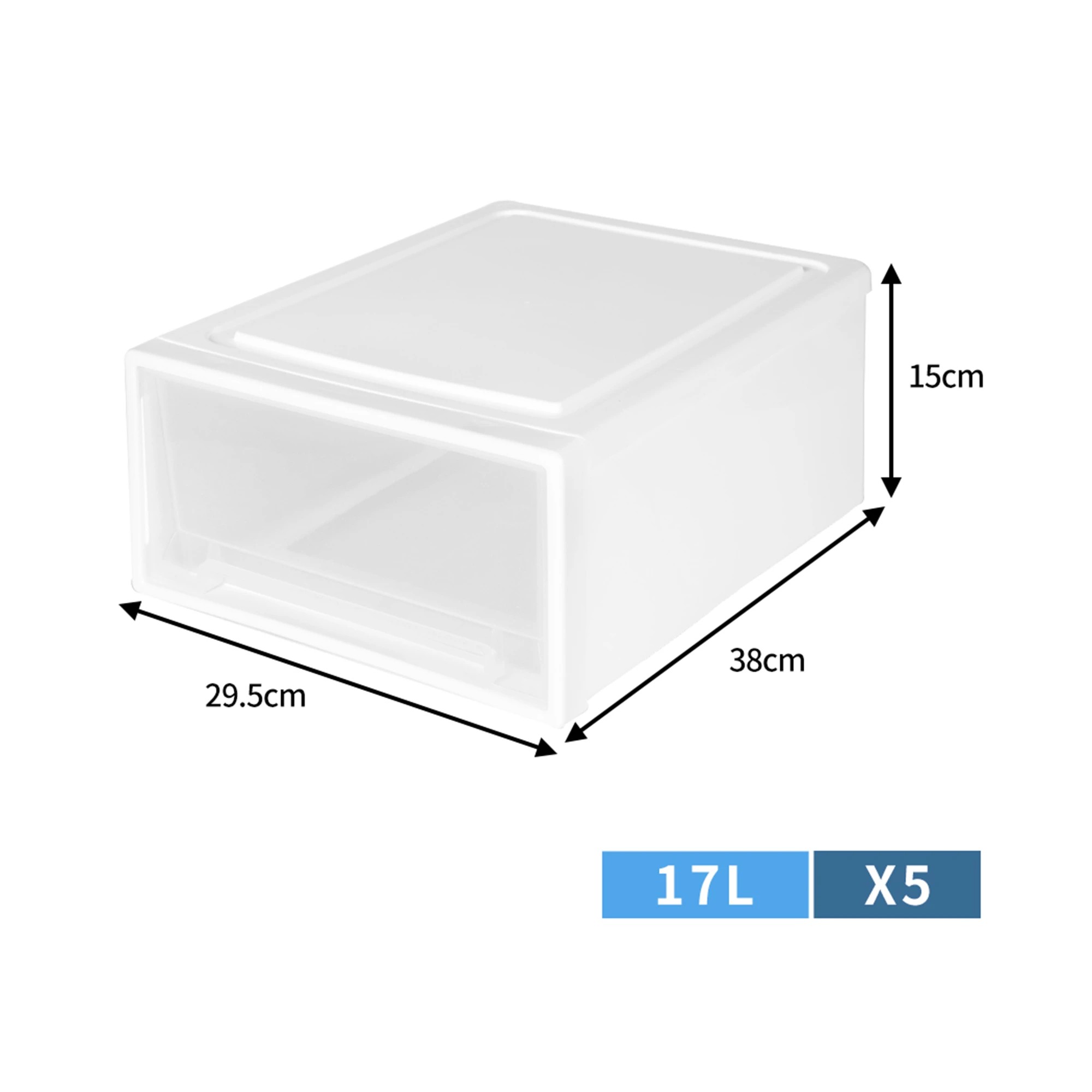 4 Traderight 5 Pcs 17L Multi Purpose Storage Bin Box with Drawer - White, 4 of 7