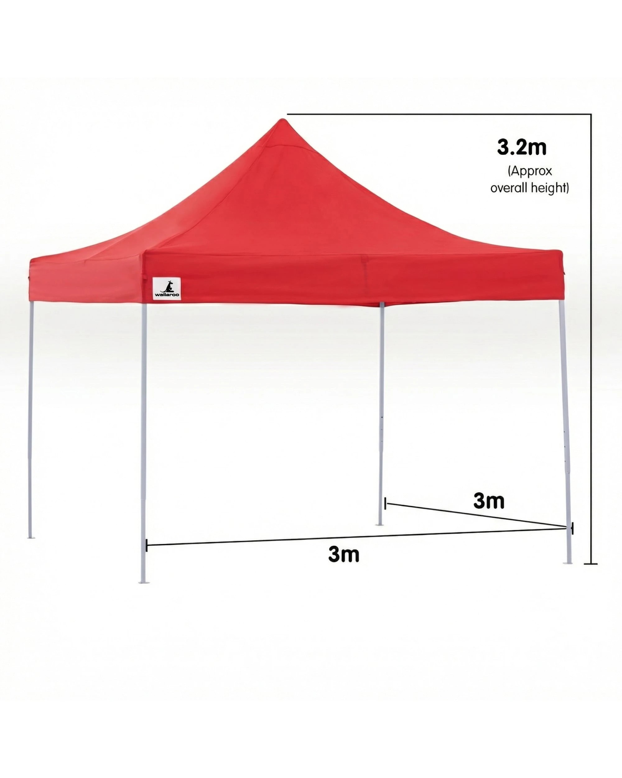 10 Wallaroo 3m x3m Outdoor Gazebo Folding Party Tent Marquee Canopy Camping Beach - Red, 10 of 10