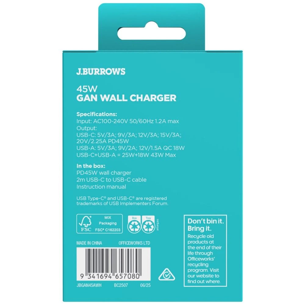 5 J.Burrows 45W GaN Dual USB-C/A Wall Charger, 5 of 5