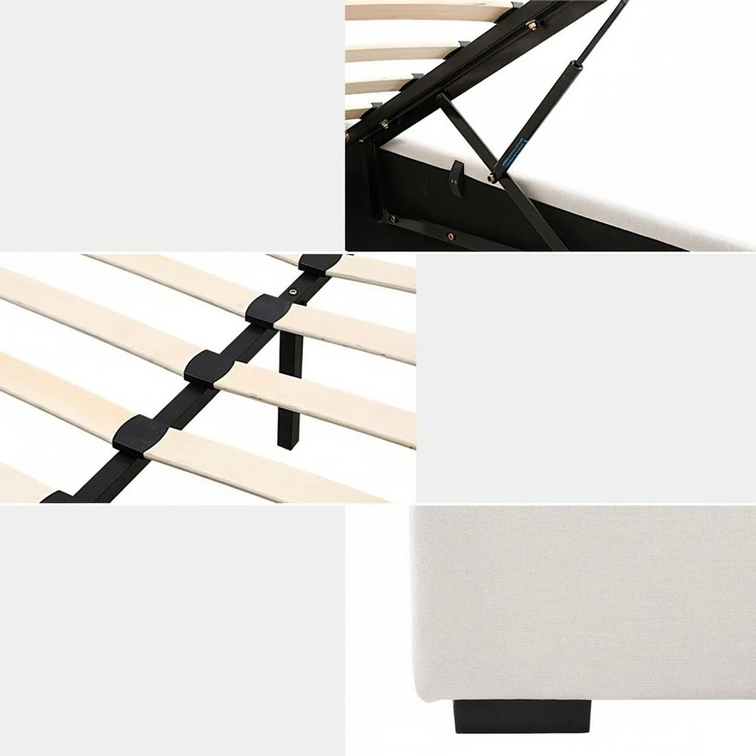 7 Artiss Bed Frame King Size Gas Lift  VILA - Beige, 7 of 7