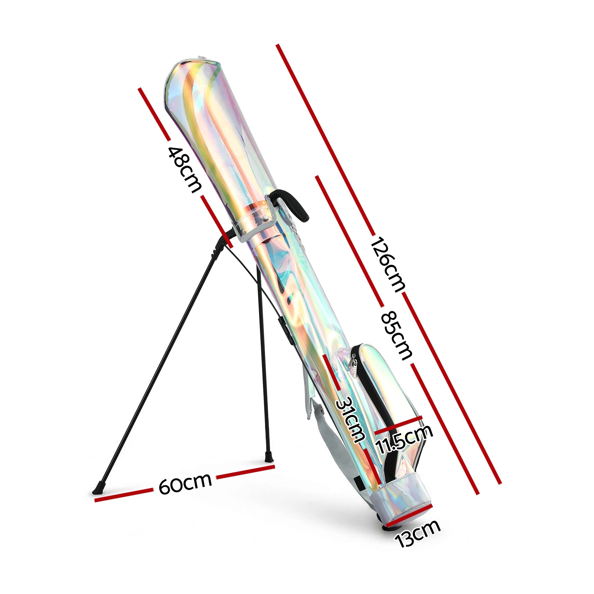 2 Everfit Golf Stand Bag 2-Way Divider Lightweight Carry Bag for 5-6 Clubs, Holographic - Multi, 2 of 3
