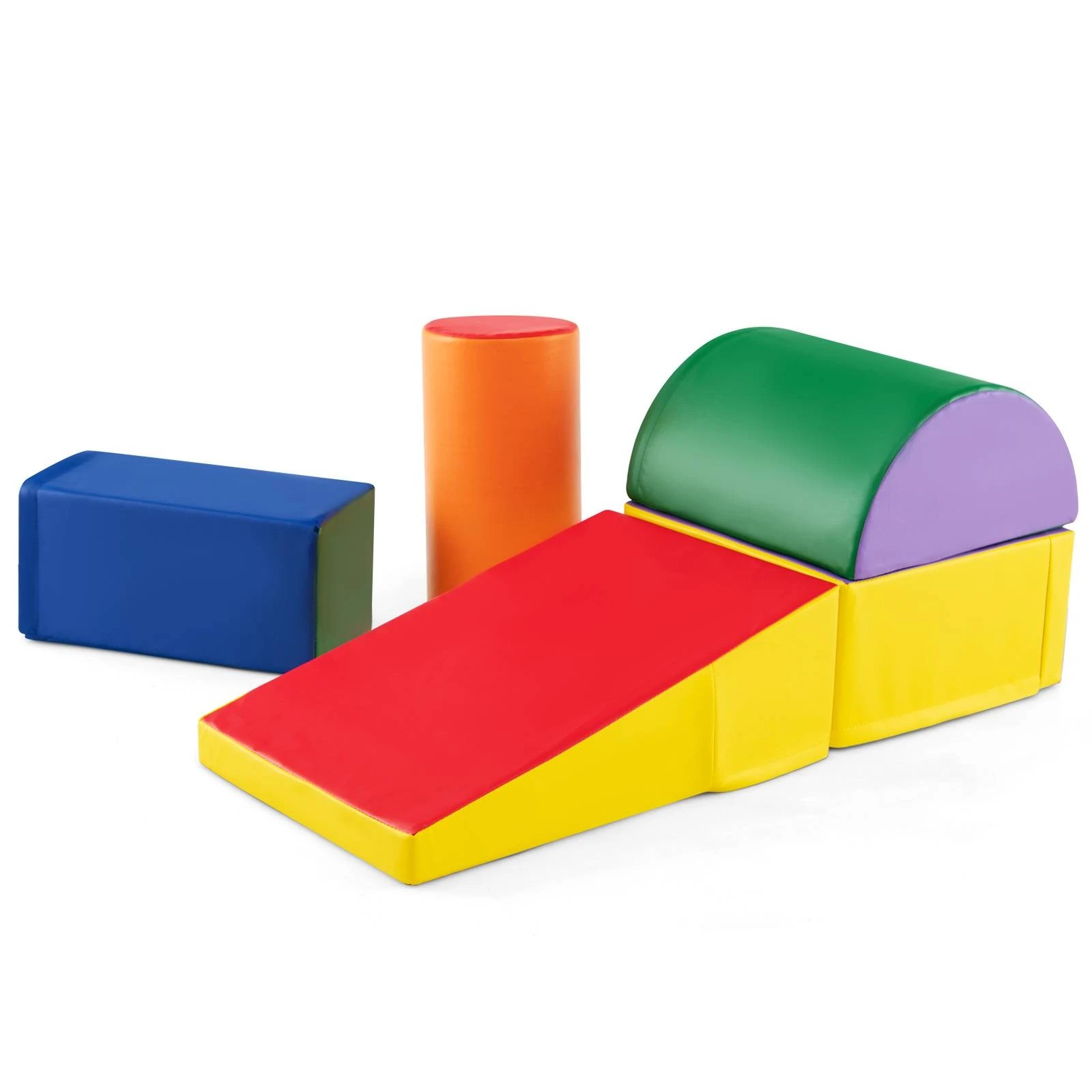 1 Costway 5PCS Soft Foam Blocks Climb Crawl Playset, 1 of 2