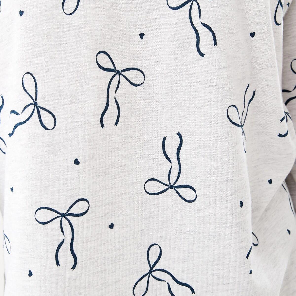 4 Long Sleeve Jersey Pyjama Set Wht Bow, 4 of 8