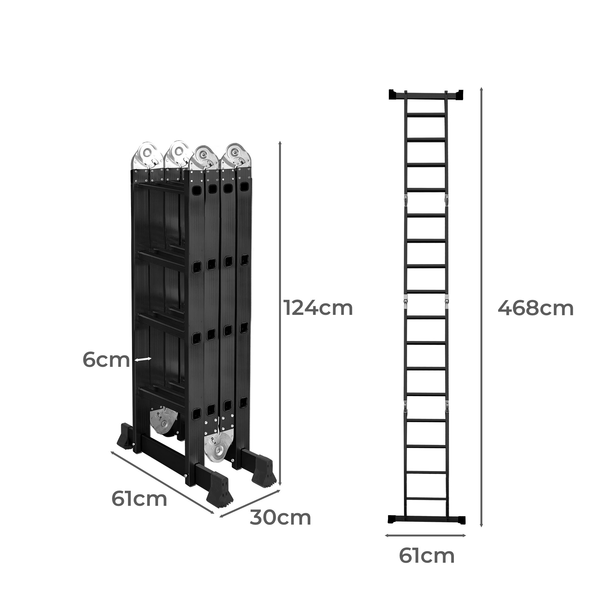 3 Traderight 4.7M Aluminium Portable Folding Ladder - Black, 3 of 5