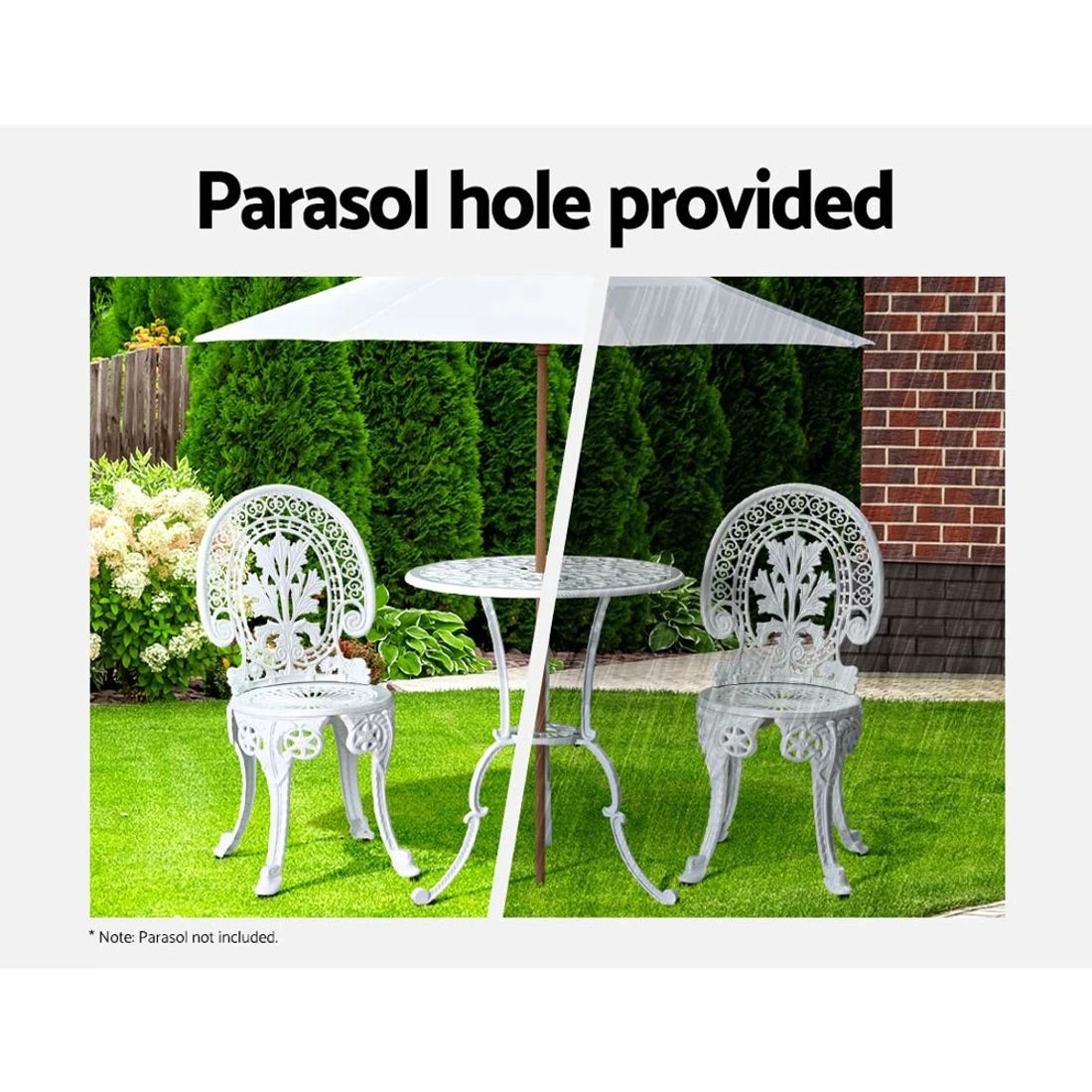 5 Gardeon 3PC Patio Furniture - White, 5 of 7