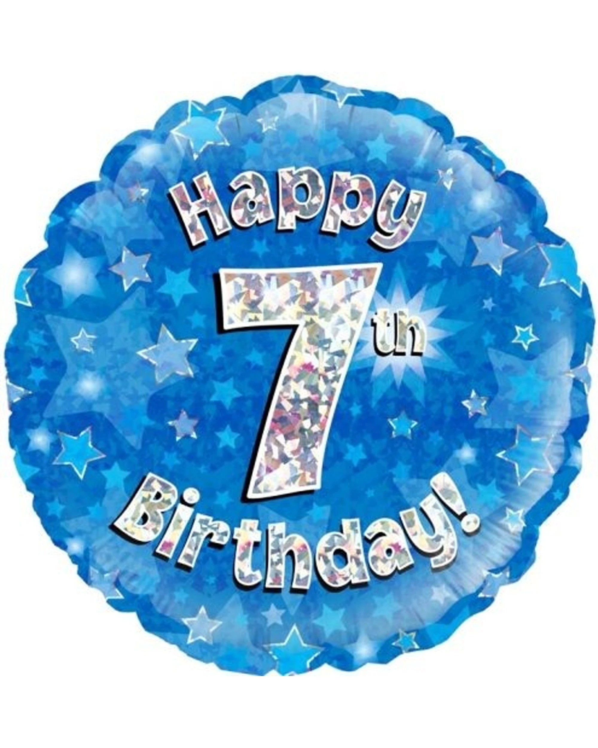 1 Alpen Foil Balloon Holo 7th Happy Birthday Party Decoration 45cm - Blue, 1 of 1