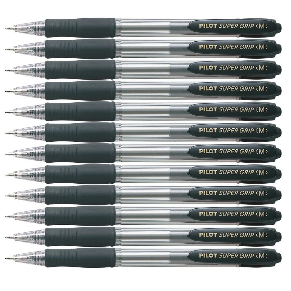 2 PILOT SuperGrip Retractable Ballpoint Medium 1mm Black 12 Pk, 2 of 2
