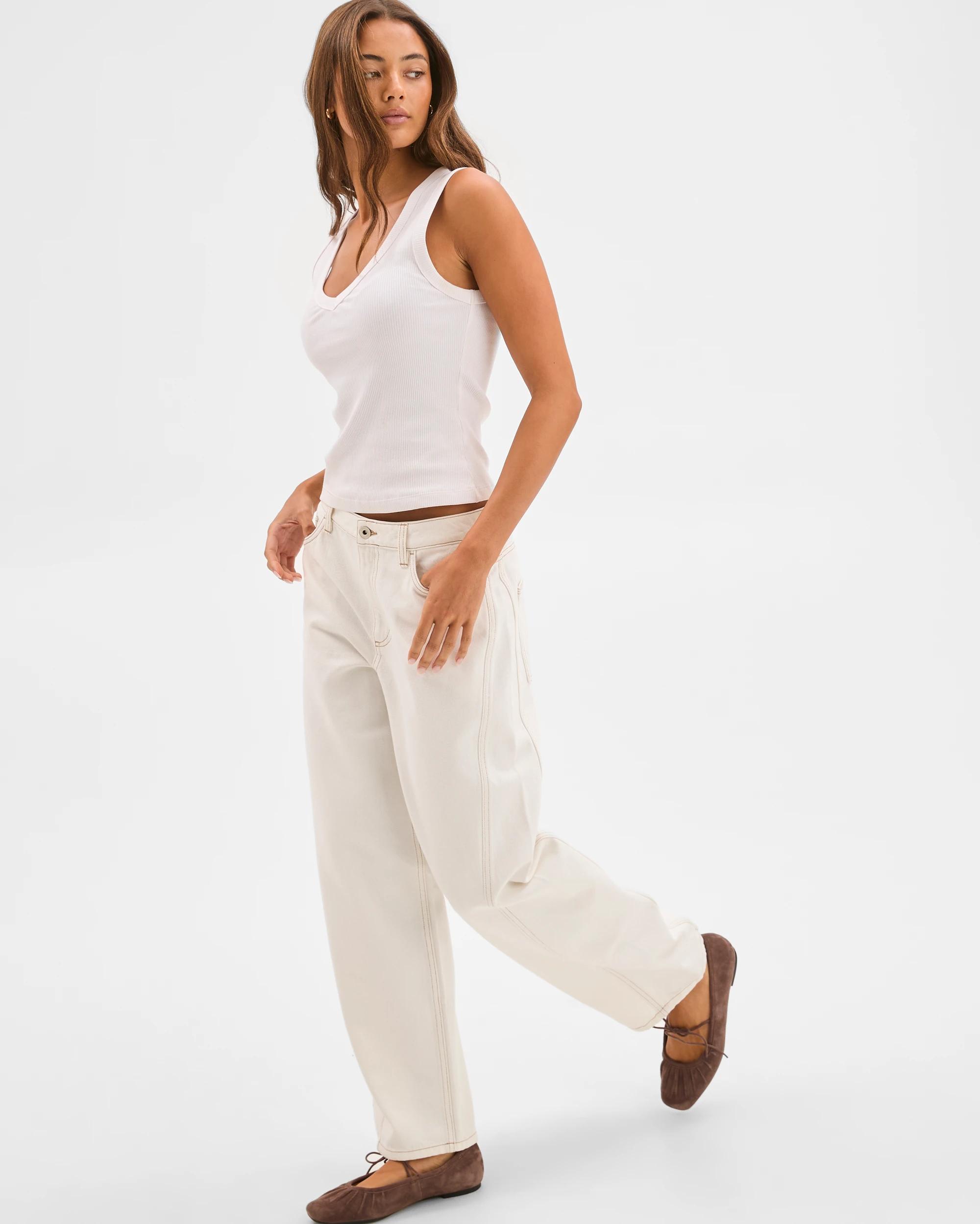 4 Lily Loves Barrel Leg Denim Jeans IVORY, 4 of 7