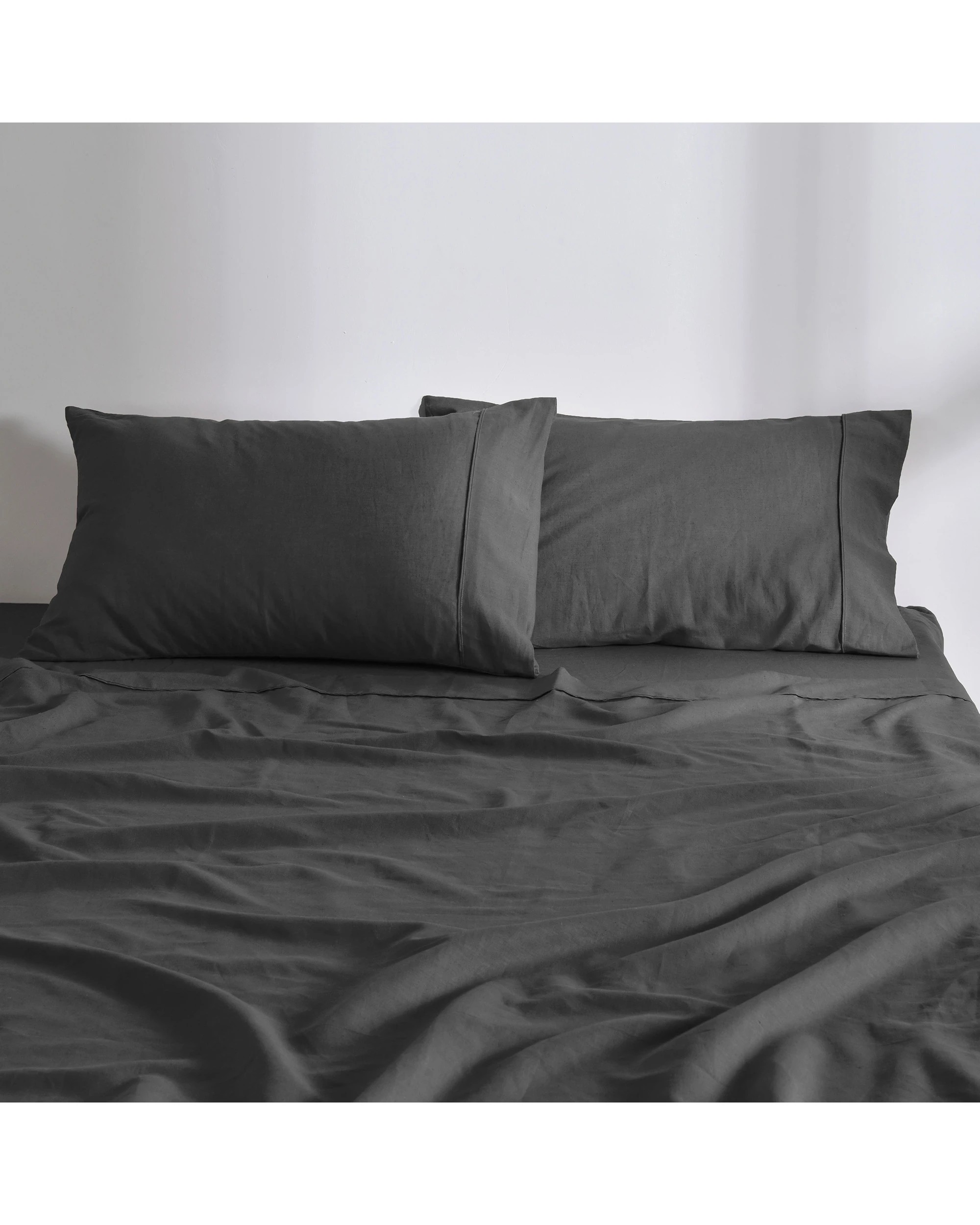 2 Dreamaker Linen Cotton Sheet Set - Queen Bed - Charcoal, 2 of 9