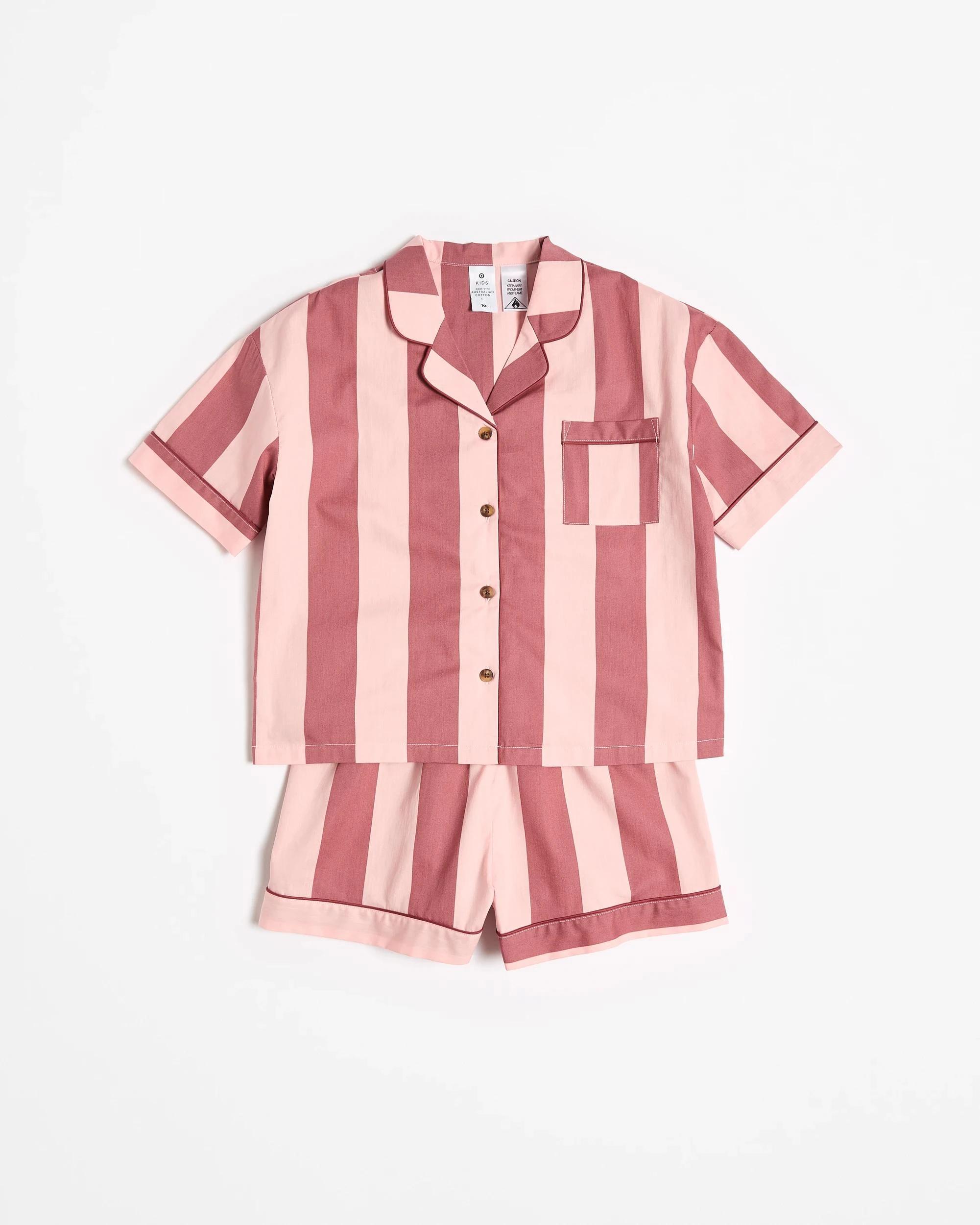 6 Target Kids Australian Cotton Older Girls Short Pyjama Set - Pink Stripe PINK STRIPE, 6 of 7