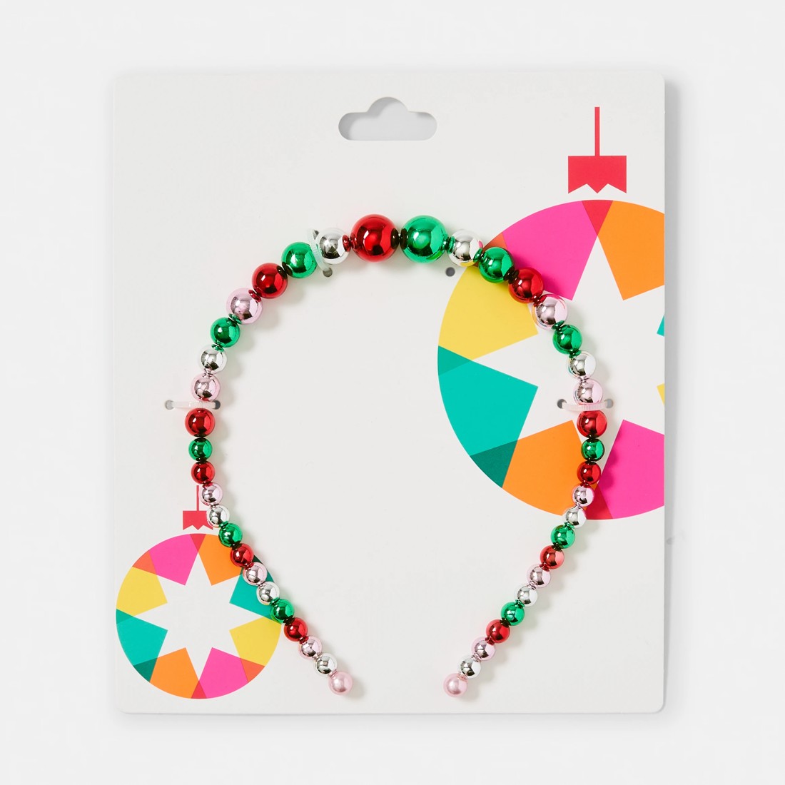 5 Christmas Gradual Ball Headband - Green, Red and Silver Tone, 5 of 5