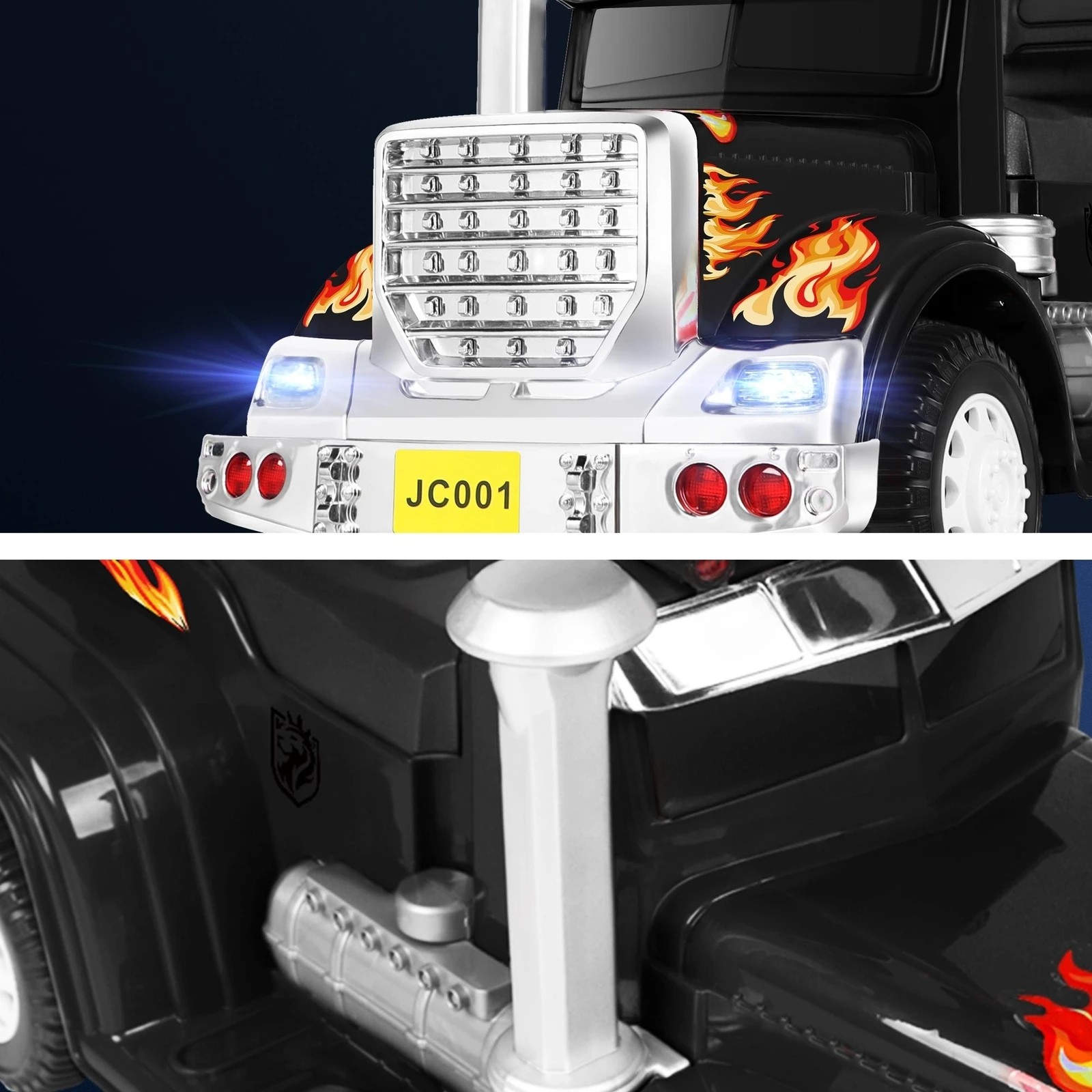 5 Alfordson Kids Ride On Car Electric Toy Truck 25W Motor w/ LED Lights - Black, 5 of 9