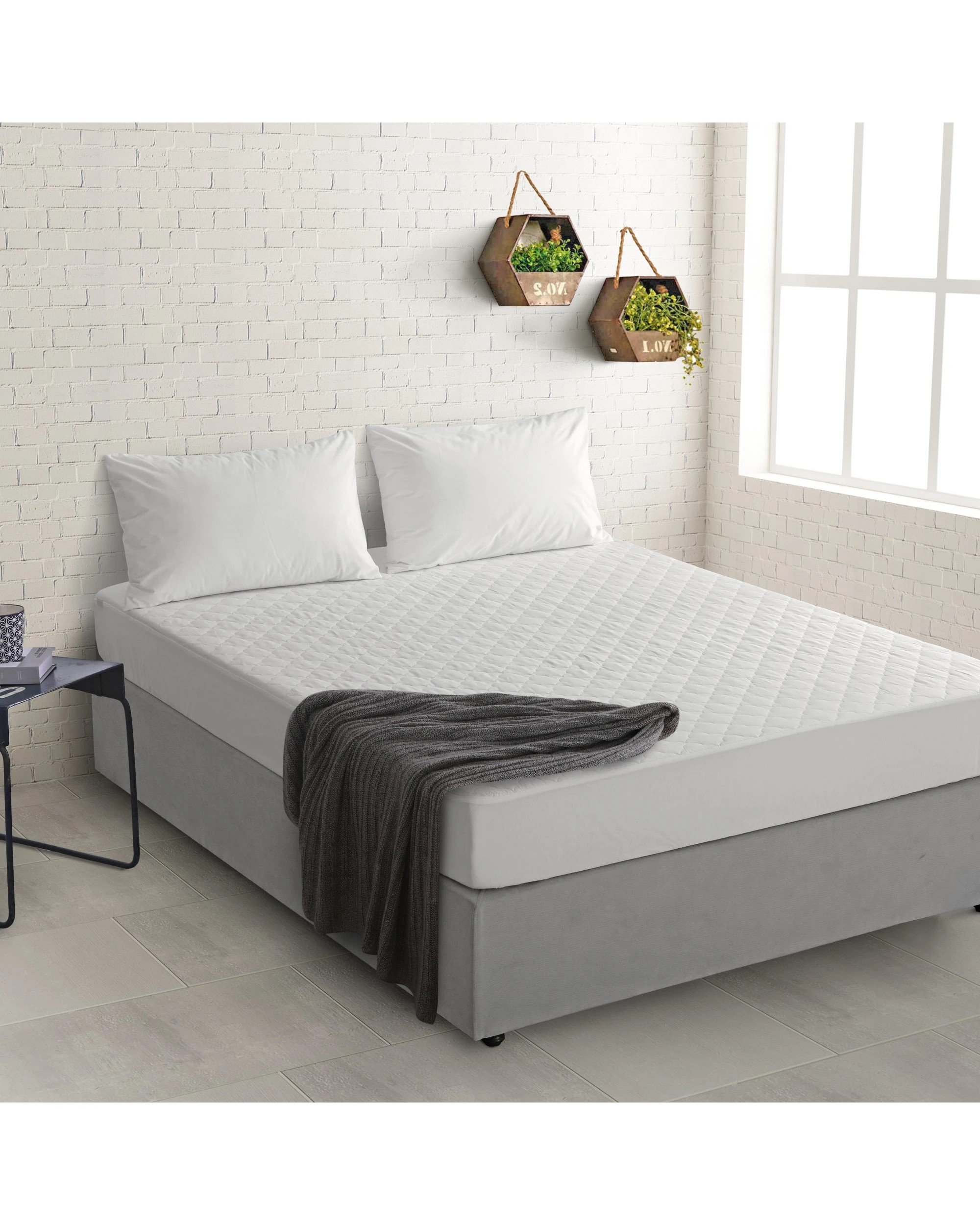 1 Natural Home Organic Cotton Cover Quilted Mattress Protector - Single Bed - White, 1 of 8