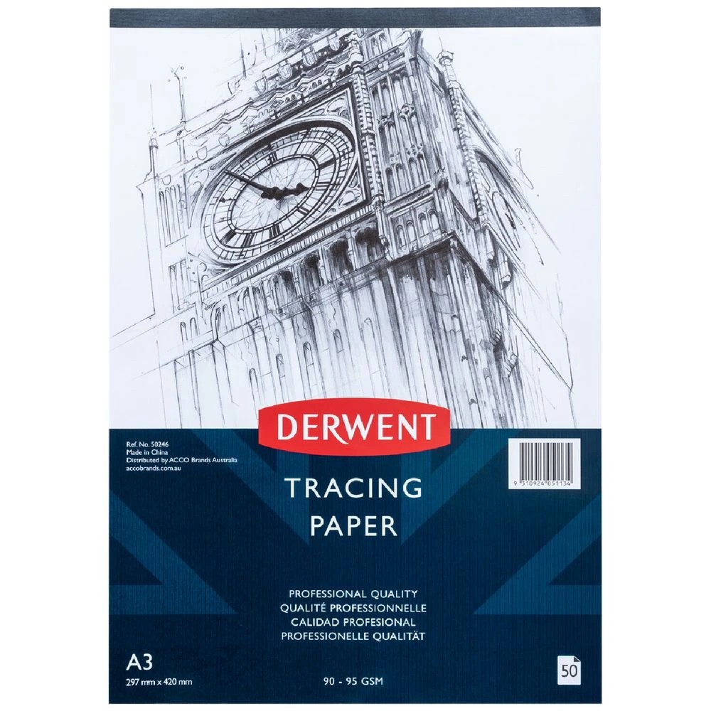1 Derwent A3 90gsm Tracing Paper Pad 50 Sheets, 1 of 1