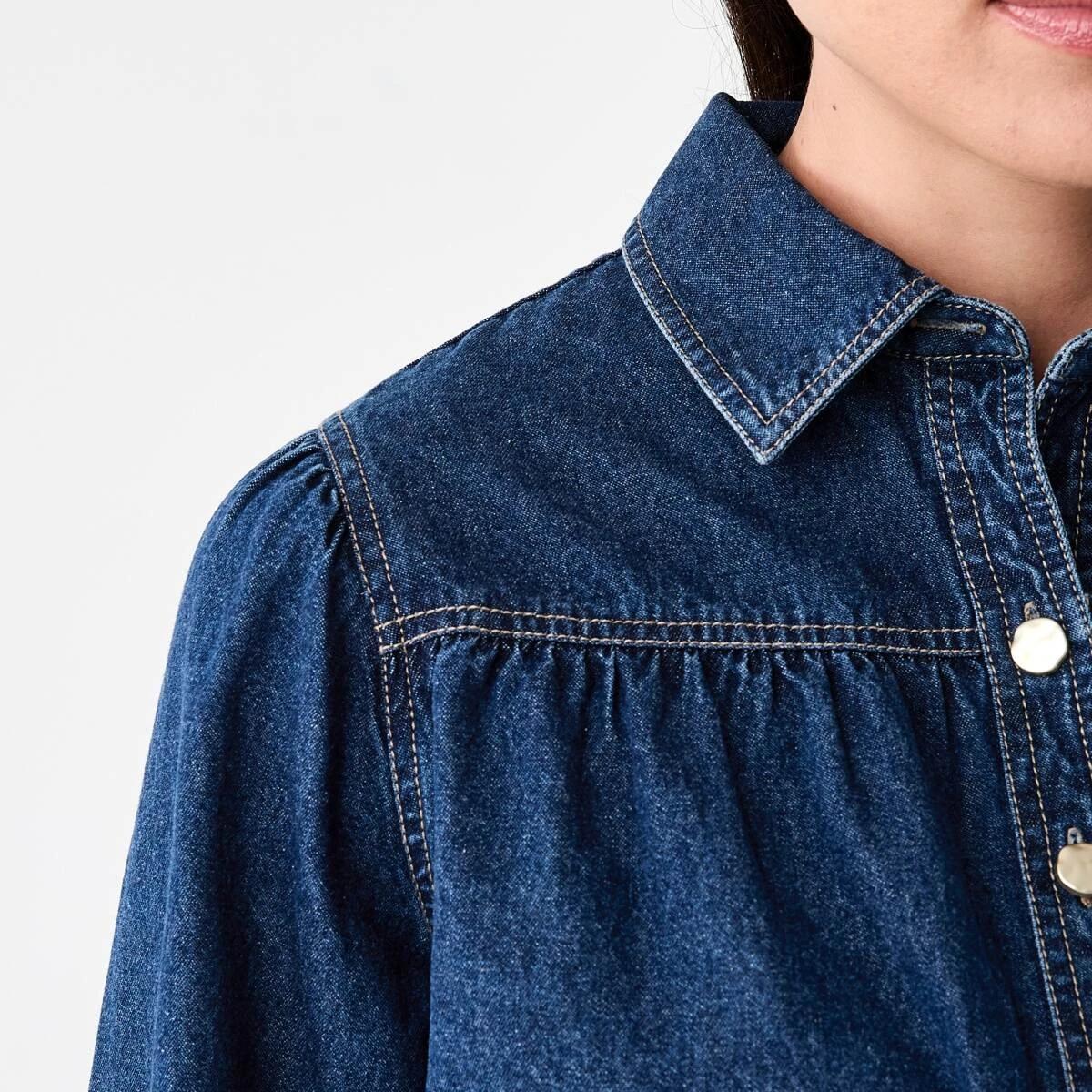 6 Long Balloon Sleeve Top Dark Wash, 6 of 7