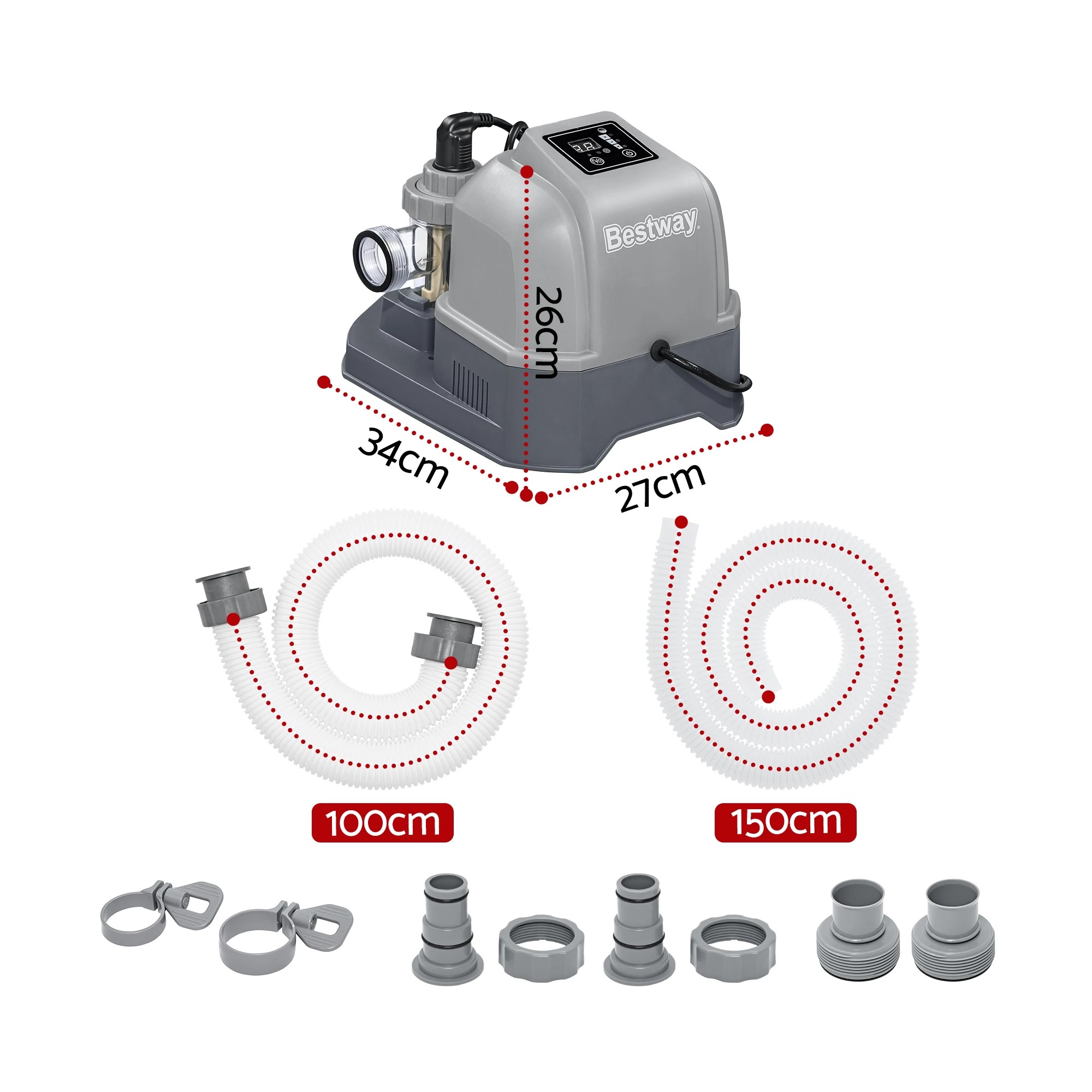3 Bestway Hydrogenic 6g/h Saltwater Chlorinator System Pool Chlorine Generator - Grey, 3 of 8