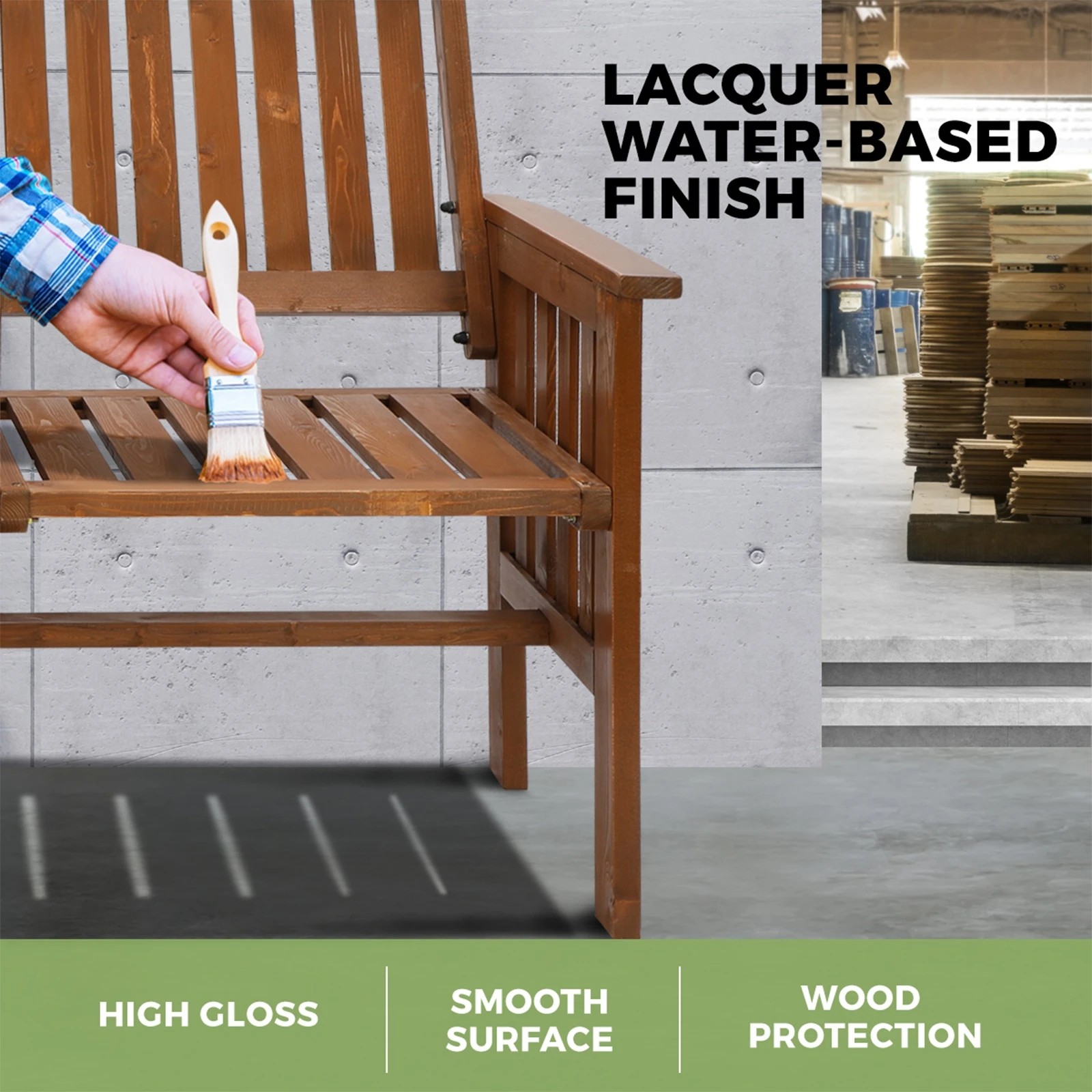 6 Livsip Garden Bench Wooden Outdoor Table & Chair Set - Brown, 6 of 10