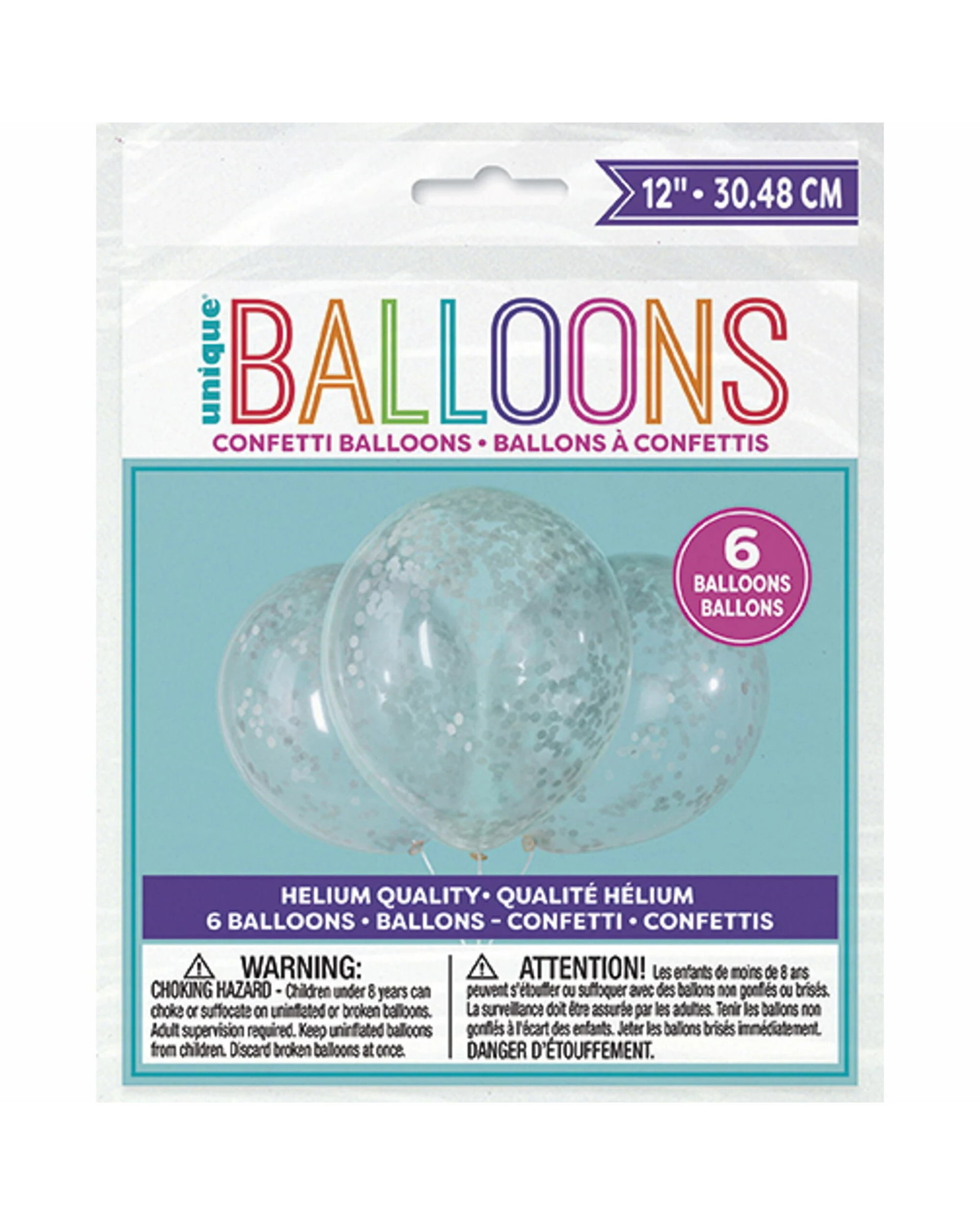 2 Unique Pre-filled Confetti Balloons Pack of 6 - Silver, 2 of 2