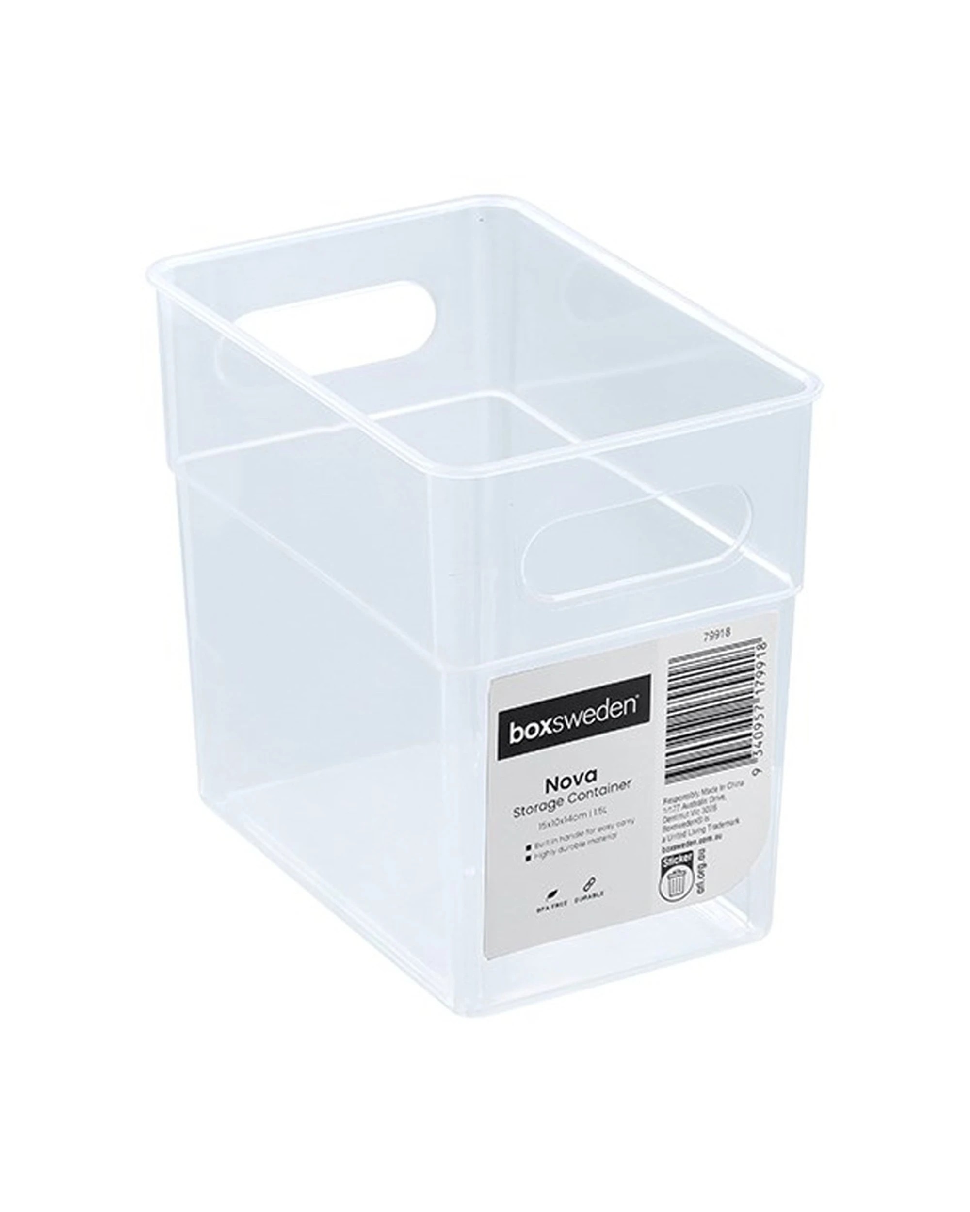1 Boxsweden Nova Home Office Plastic Storage Container 1.5L 15x10x14cm - Clear, 1 of 4