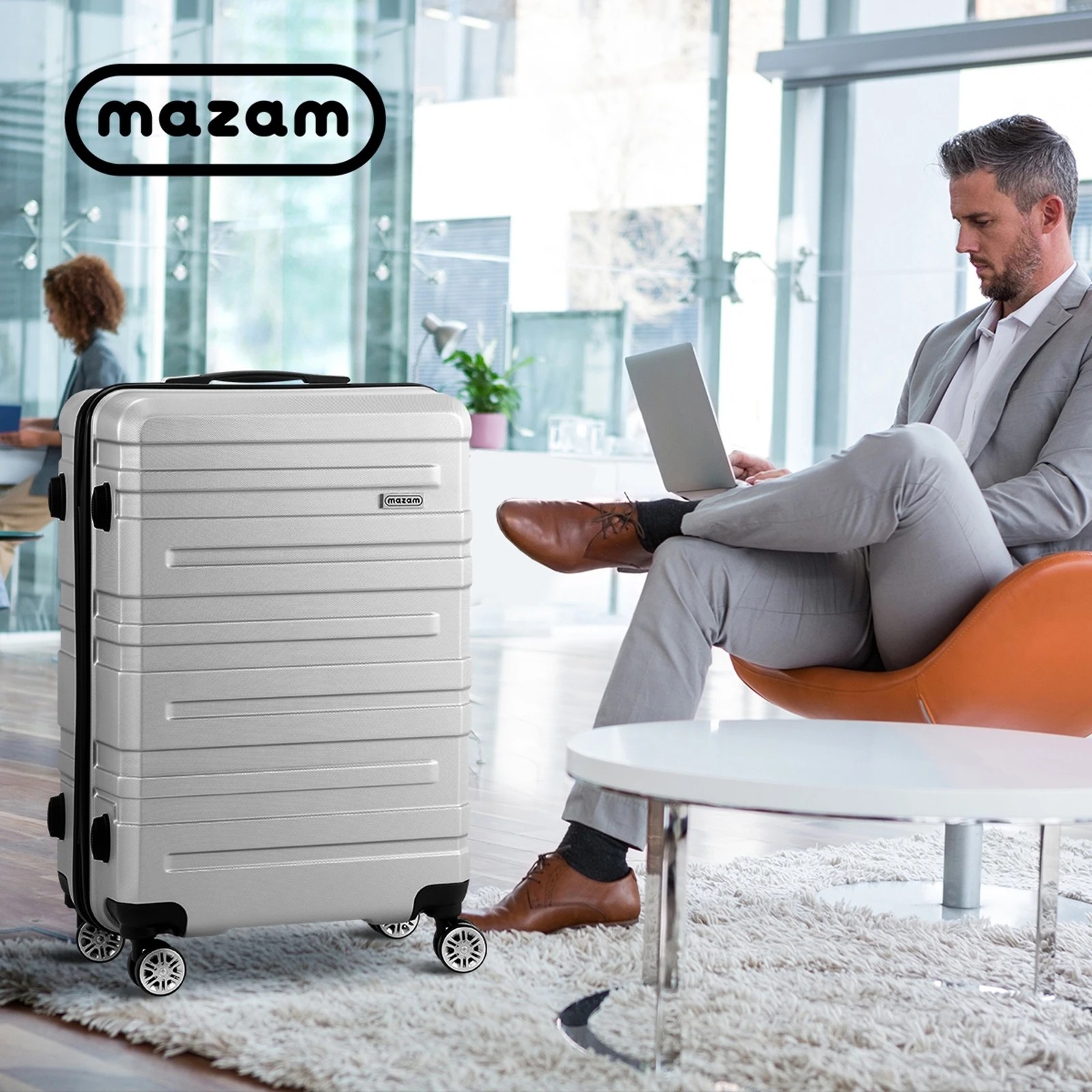 8 Mazam 28" Luggage Suitcase Travel TSA Lock Storage Hard Shell Case - Silver, 8 of 9