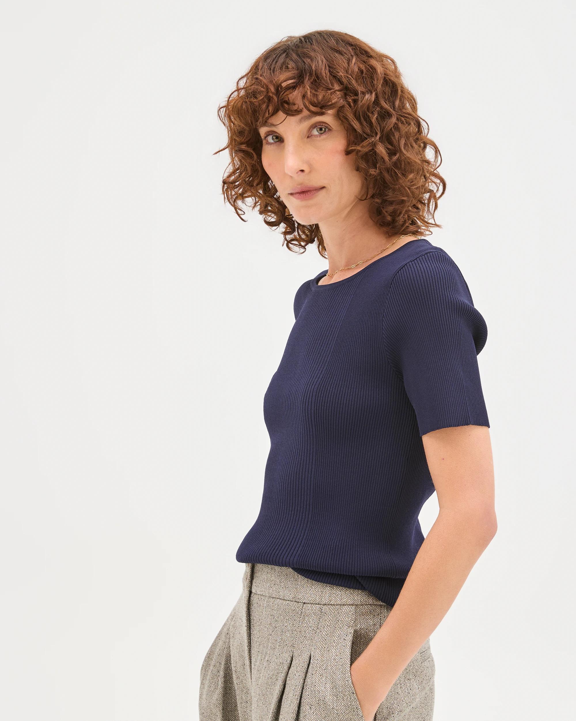 4 Preview Ultimate Rib Knit T-Shirt INK NAVY, 4 of 6