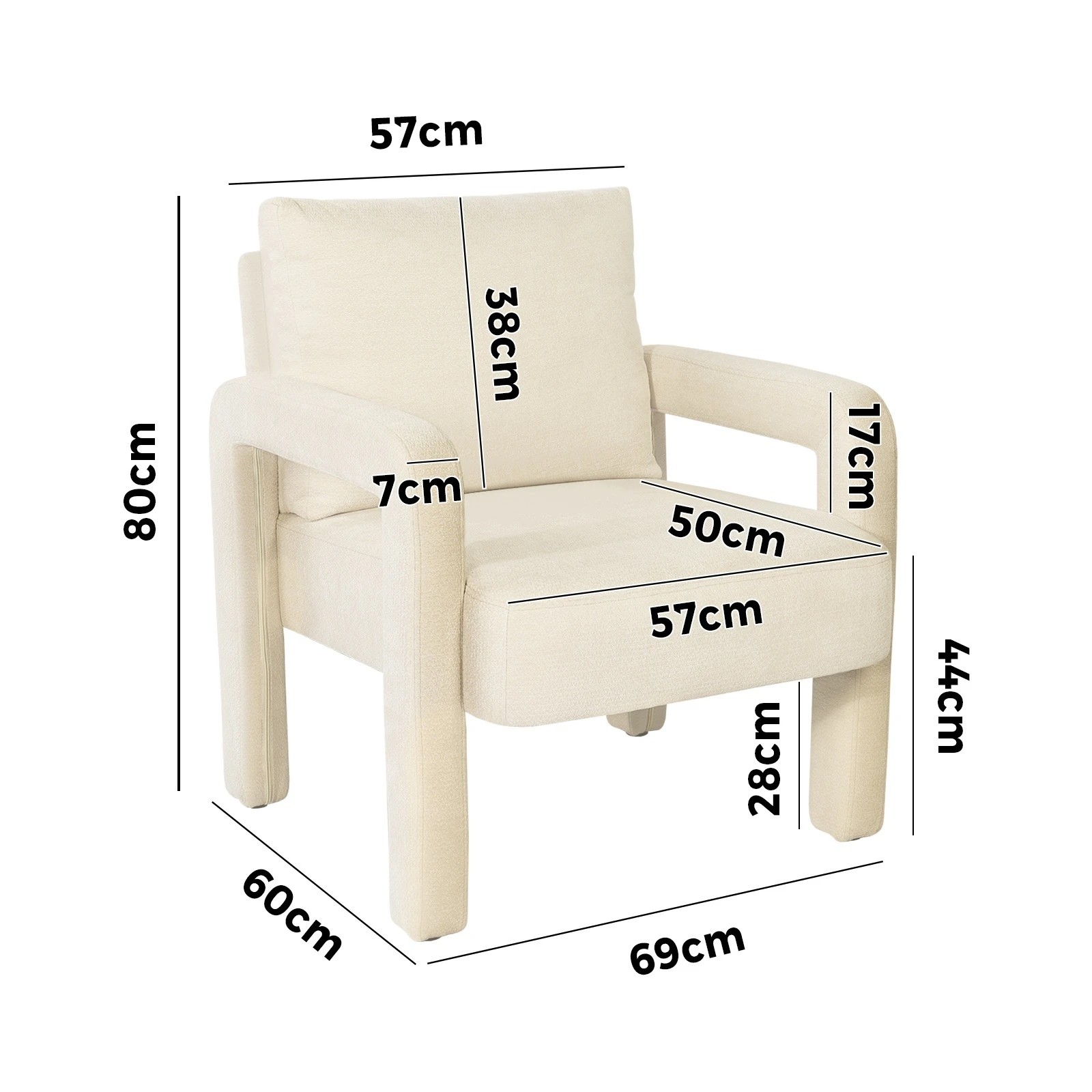 2 Oikiture 2x Armchair Velvet Accent Chairs 1 Seater Lounge Sofa Chair - Beige, 2 of 8