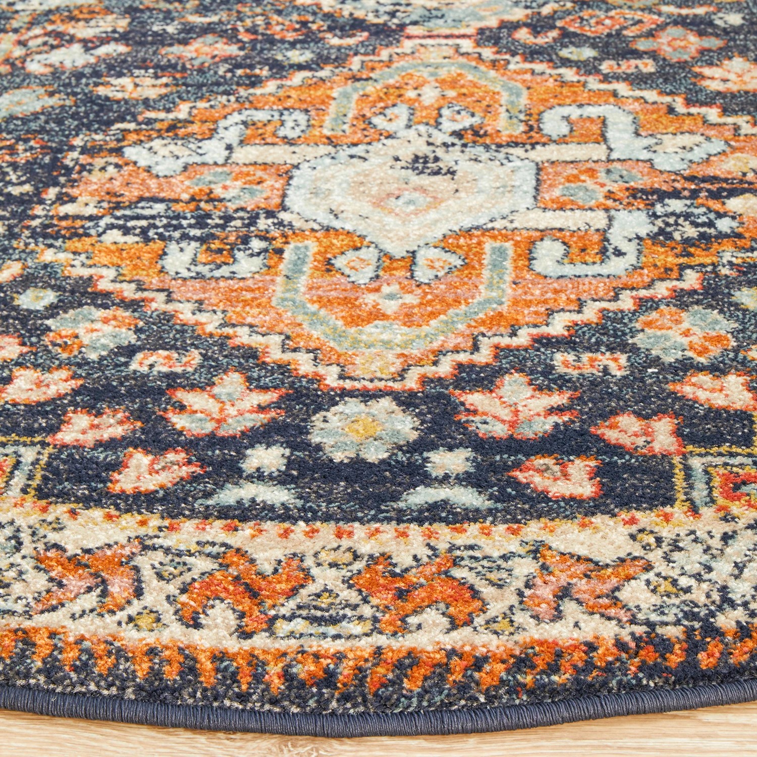 5 Common Ground Rugs Eterna 854 150x150cm - Small Round Power Loomed Pet Friendly Rug - Blue, 5 of 9