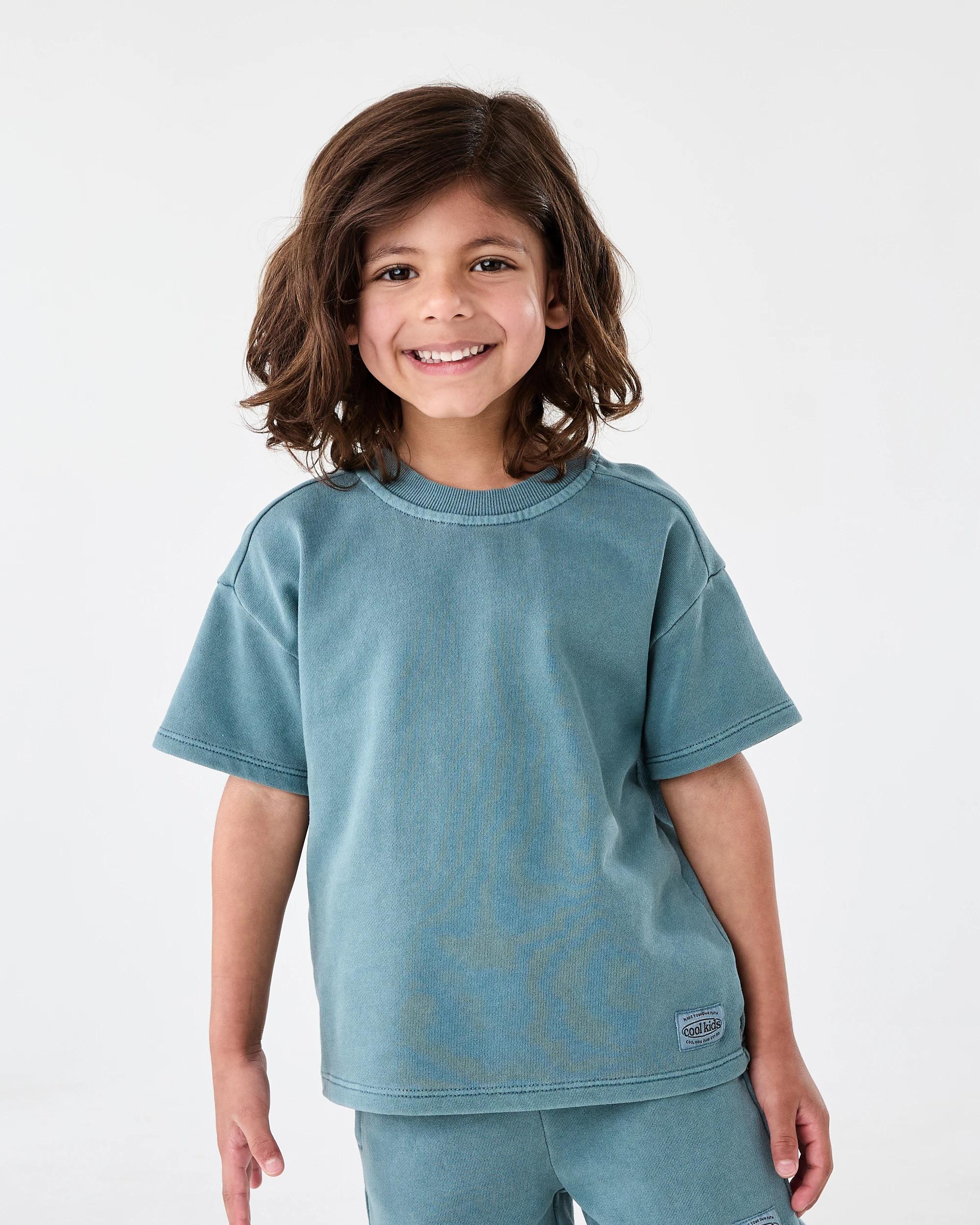 1 Oversized Acid Wash T-shirt Gbln Blue, 1 of 8