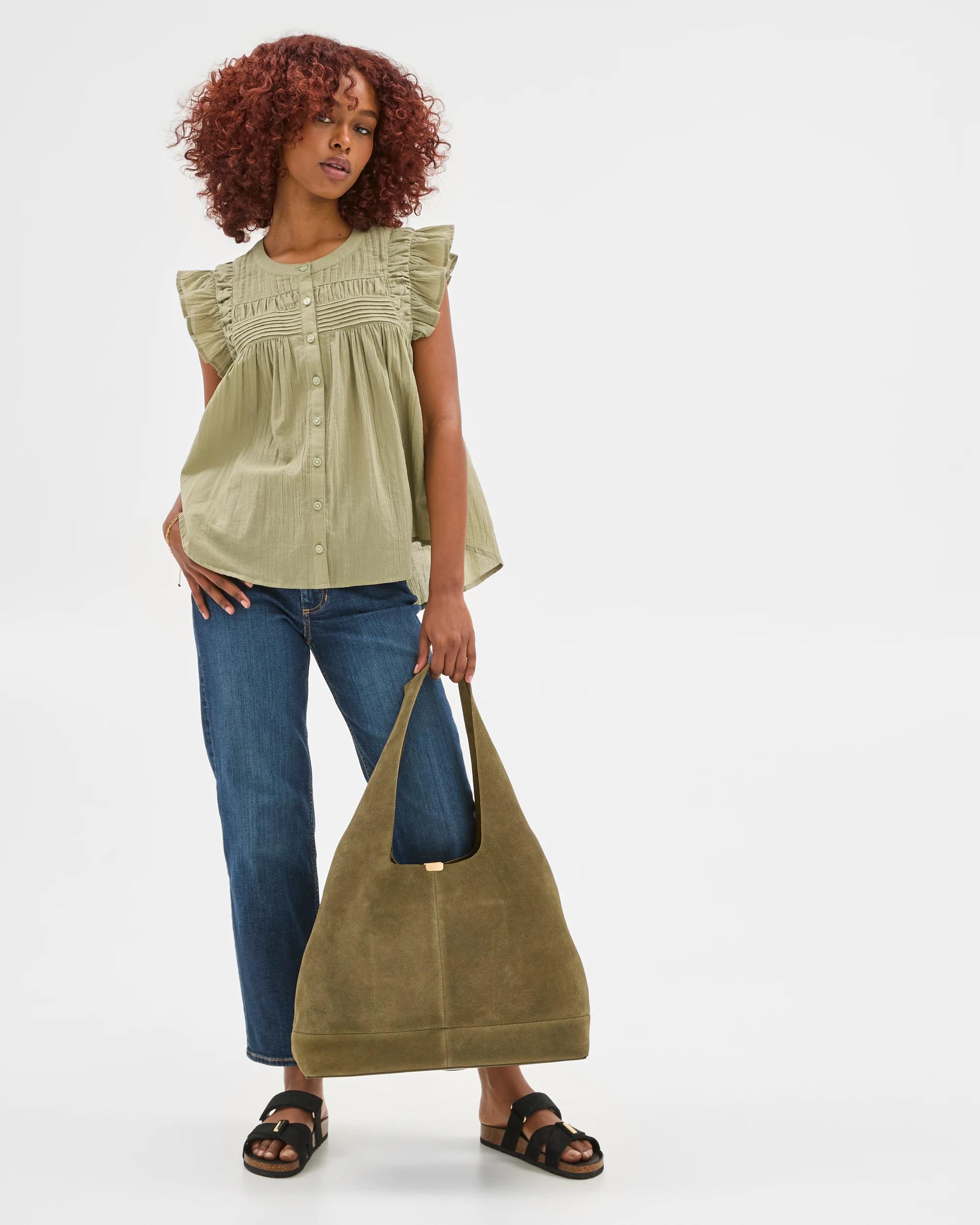 2 Target Petites Flutter Sleeve Pintuck Blouse SPRING SAGE, 2 of 6