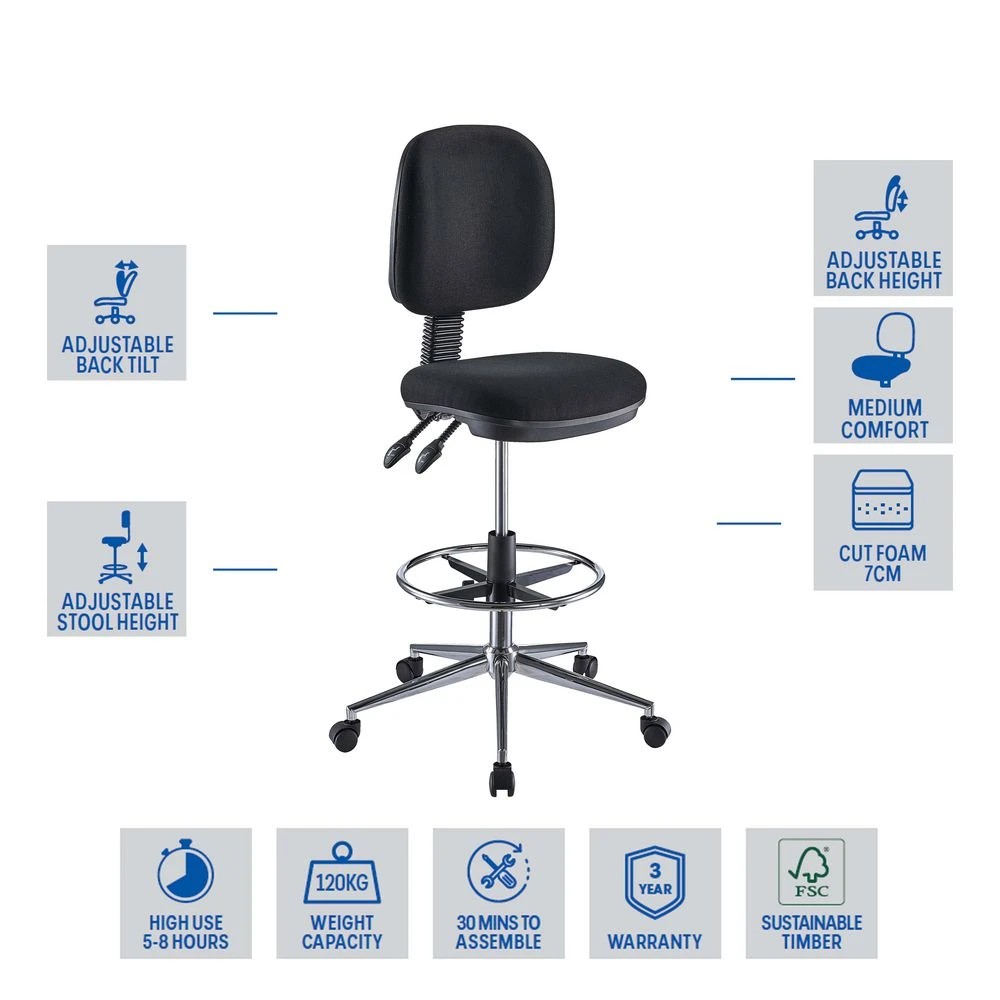 2 Deluxe Drafting Chair Black Drafting Chairs, 2 of 8