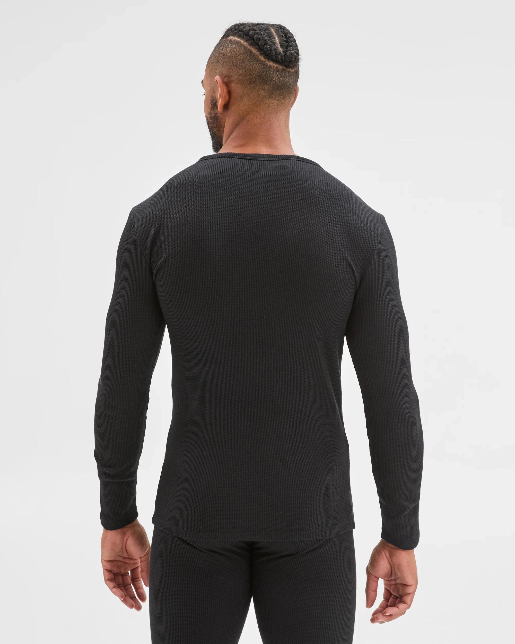 6 Maxx Australian Cotton Blend Long Sleeve Waffle Thermal Top BLACK, 6 of 6