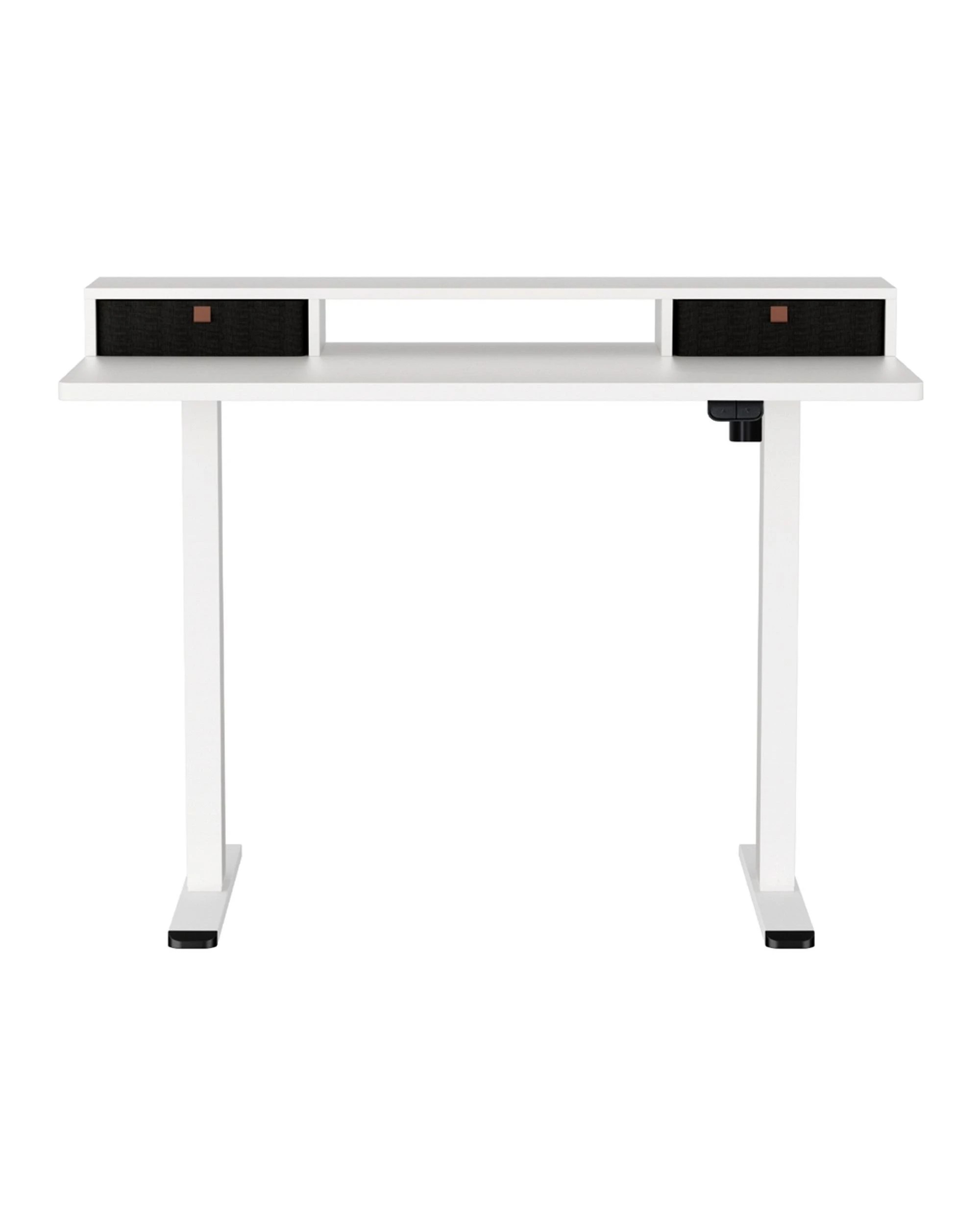 2 Artiss Electric Standing Desk with Storage Shelf Drawer Office Table - White, 2 of 7