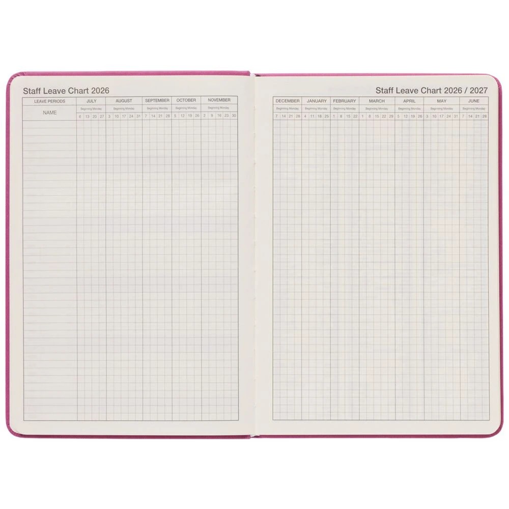5 J.Burrows A5 Week to View PU FY26/27 Diary Pink, 5 of 6