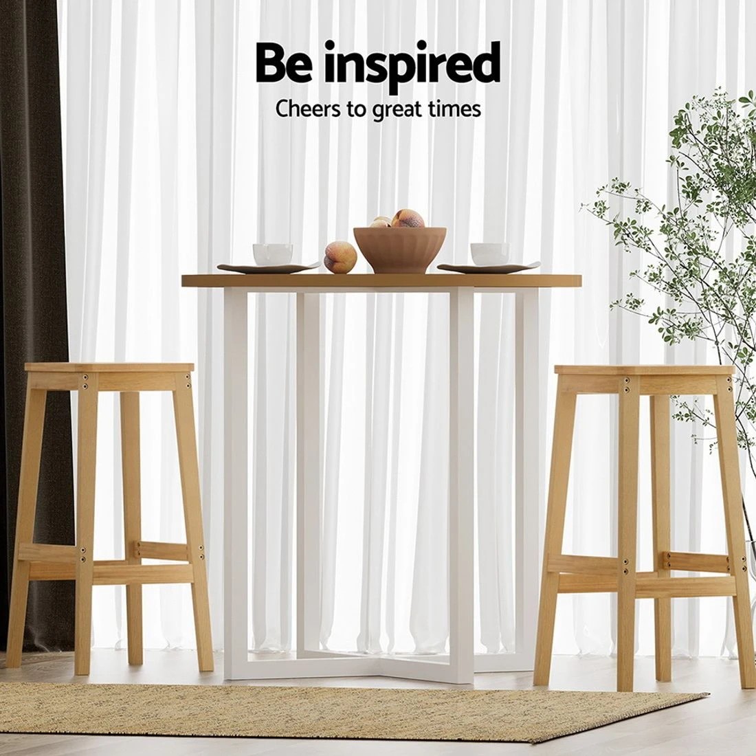 5 Artiss 2x Bar Stools Rubber Wood Stool Counter Chair Rattan Barstools Kitchen - Natural, 5 of 5