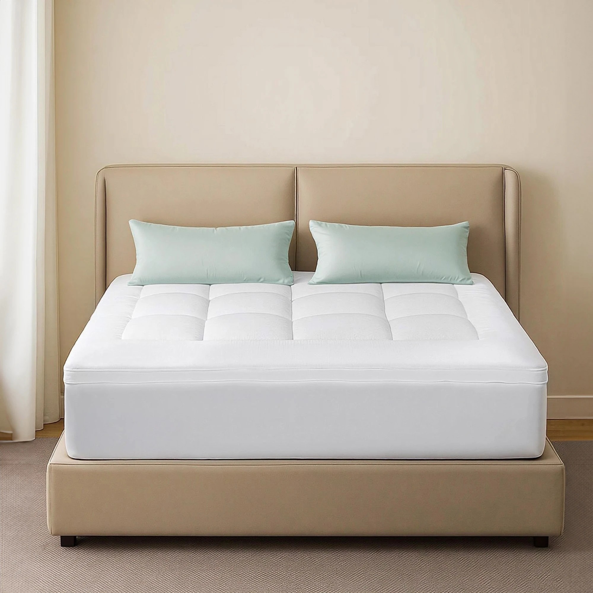 7 Dreamz Bedding Mattress Topper Pillowtop Cover Protector Machine Washable Queen, 7 of 9