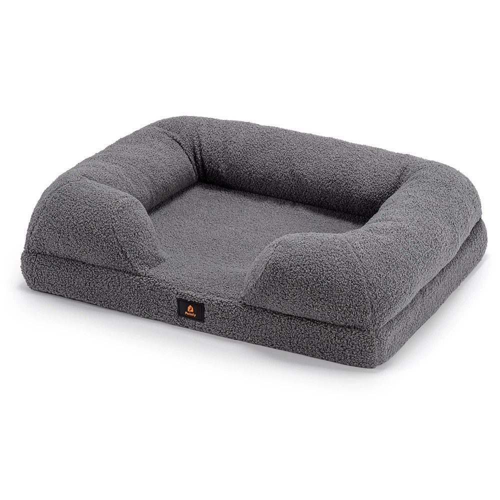 1 Petzly Memory Foam Dog Bed Pet Sofa Calming Bed Washable Removable Large - Grey, 1 of 3
