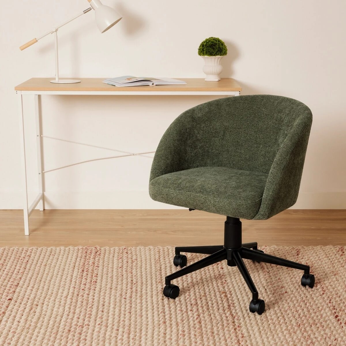 1 Chenille Office Chair - Green, 1 of 8